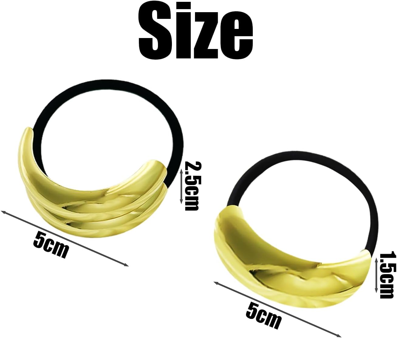 Pack of 2 Shiny Hair Rope, Elastic Oval Hair Rope, Vintage Metal Hair Rope, Glitter Ponytail Hair Rope, Elegant Women'S Hair Rope, Fashionable Hair Rope image number 2