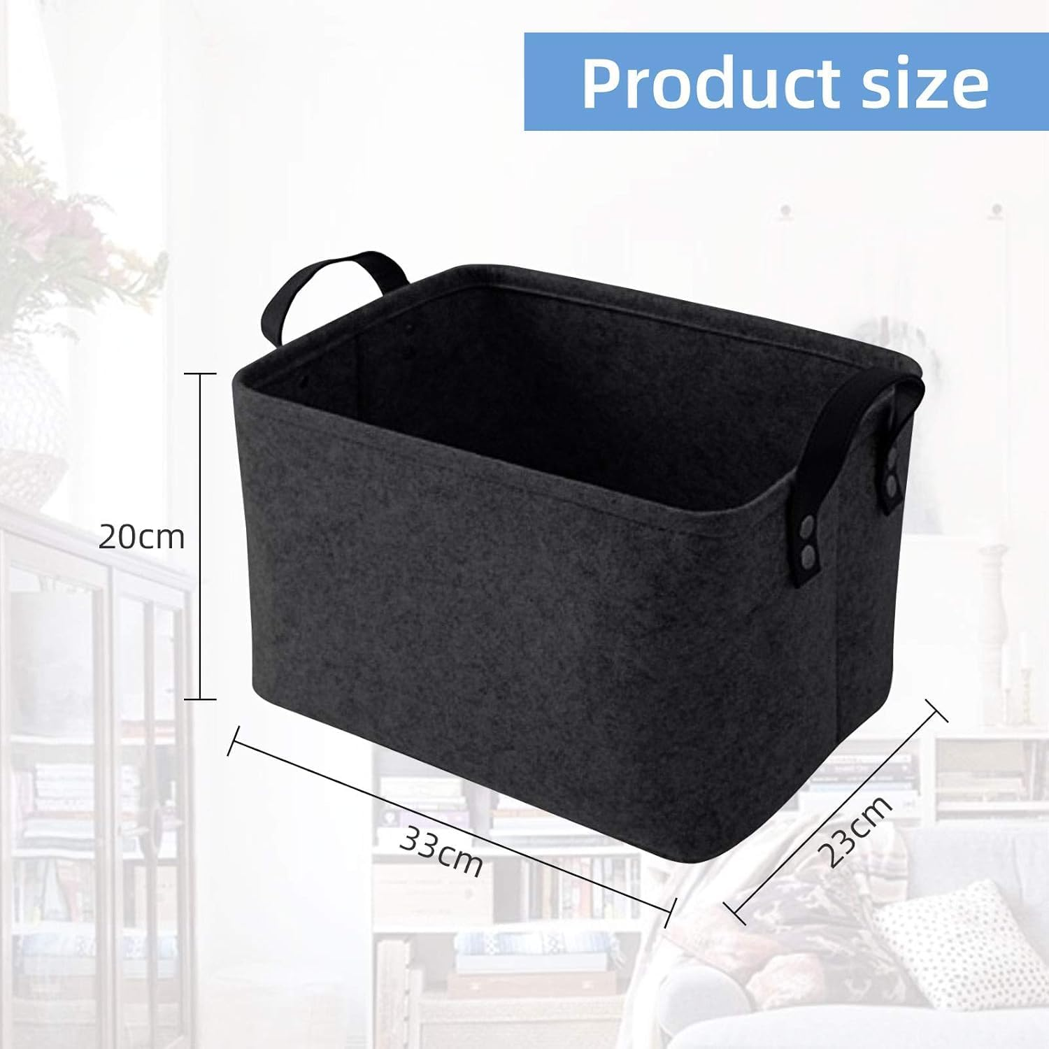 Foldable Felt Storage Basket with Eco-Friendly and Non-Toxic Materials, Leather Handles for Baby Room, Home Organisation, Laundry, and Toy Storage, Collapsible Design - Great Gift Idea - Jotron image number 1