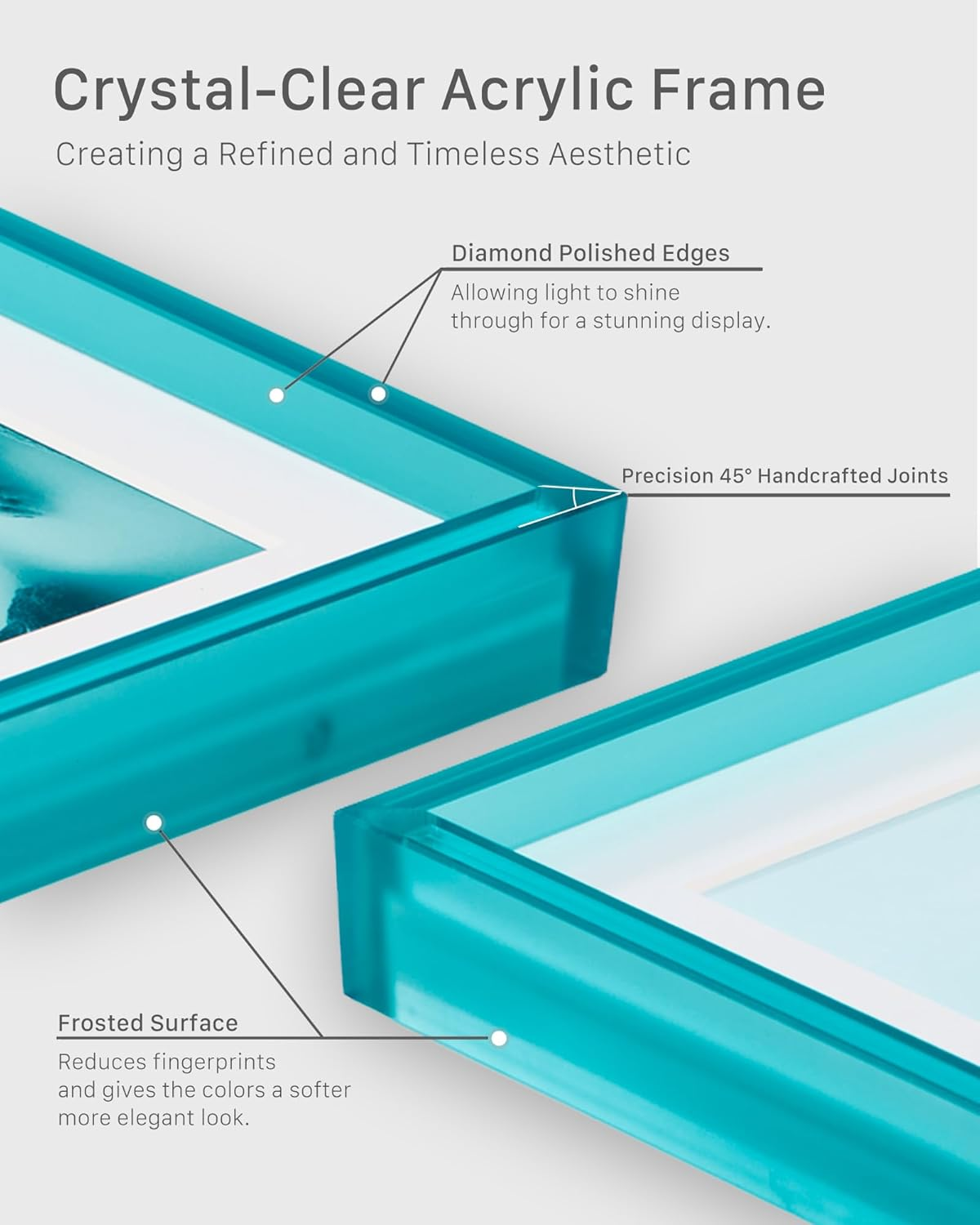 FARWAYVIEW Blue 4X6 Acrylic Picture Frame with Mat Neon Modern Colorful Tabletop & Wall Mount, Bondi Blue image number 7