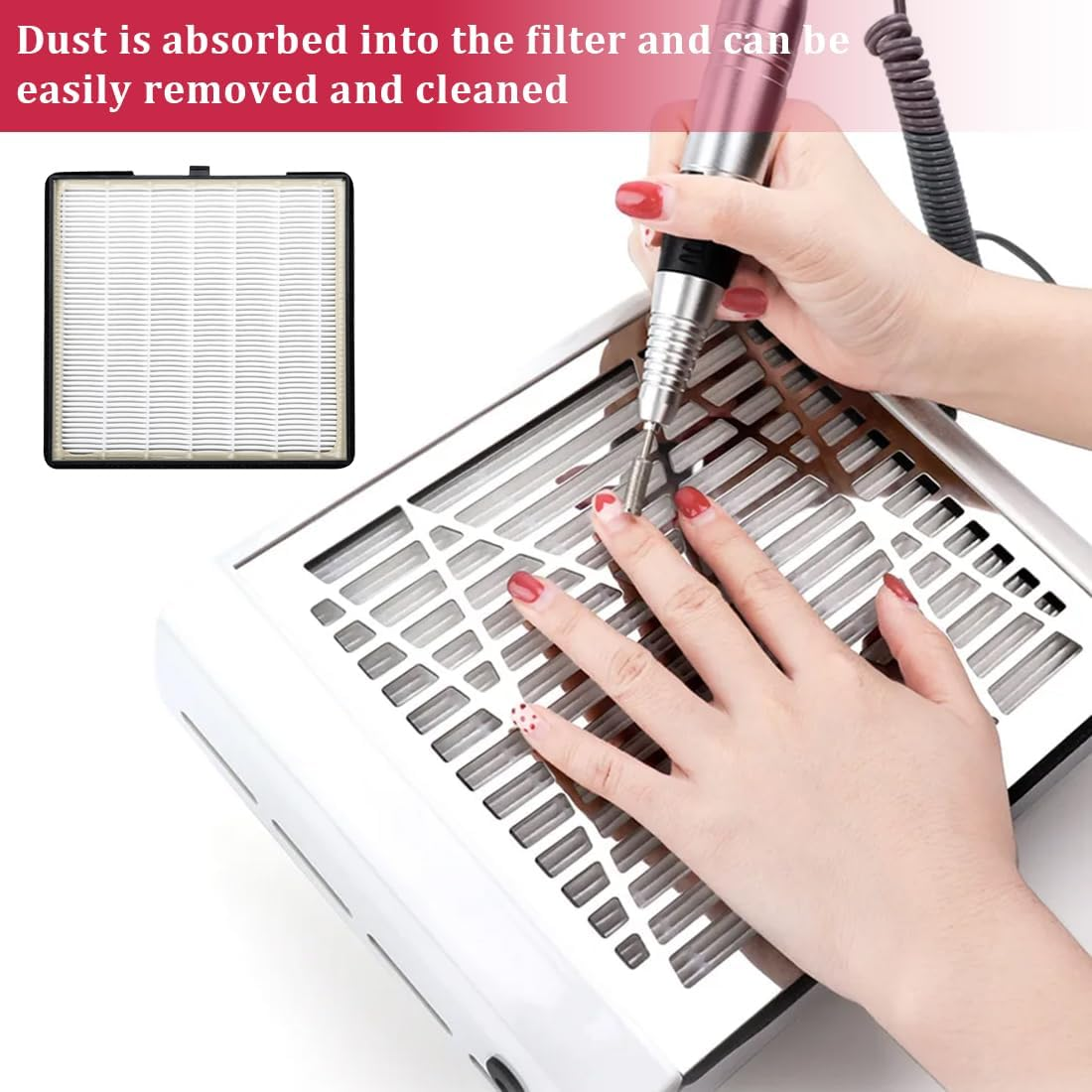 BEPSYOM 1 X Filter for Dust Extraction, for Manicure and Pedicure Accessories for Nail Vacuum Cleaner, Nail Vacuum Cleaner, Model CJ XC003, Nail Art, Extraction, Dust Collector, Filter Screen, Nail