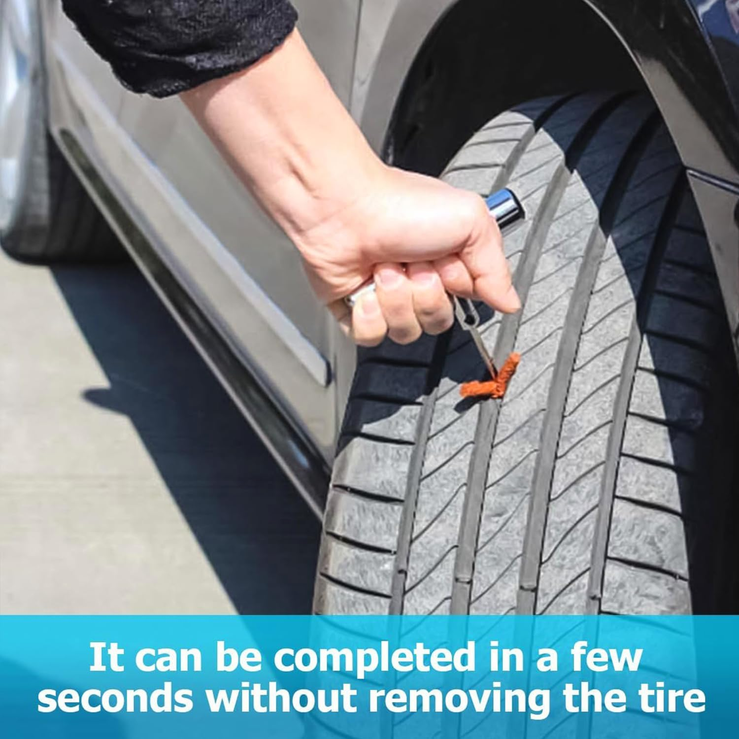 Tire Repair Kit, 46 Pcs Heavy Duty Tire Plug Kit to Fix Punctures, Car Emergency Tool, Universal Plug Flats Patch Kit, Tyres and Connectors Patch Kit for Motorcycle, Truck/Tractor/Trailer/Rv/Suv/Atv