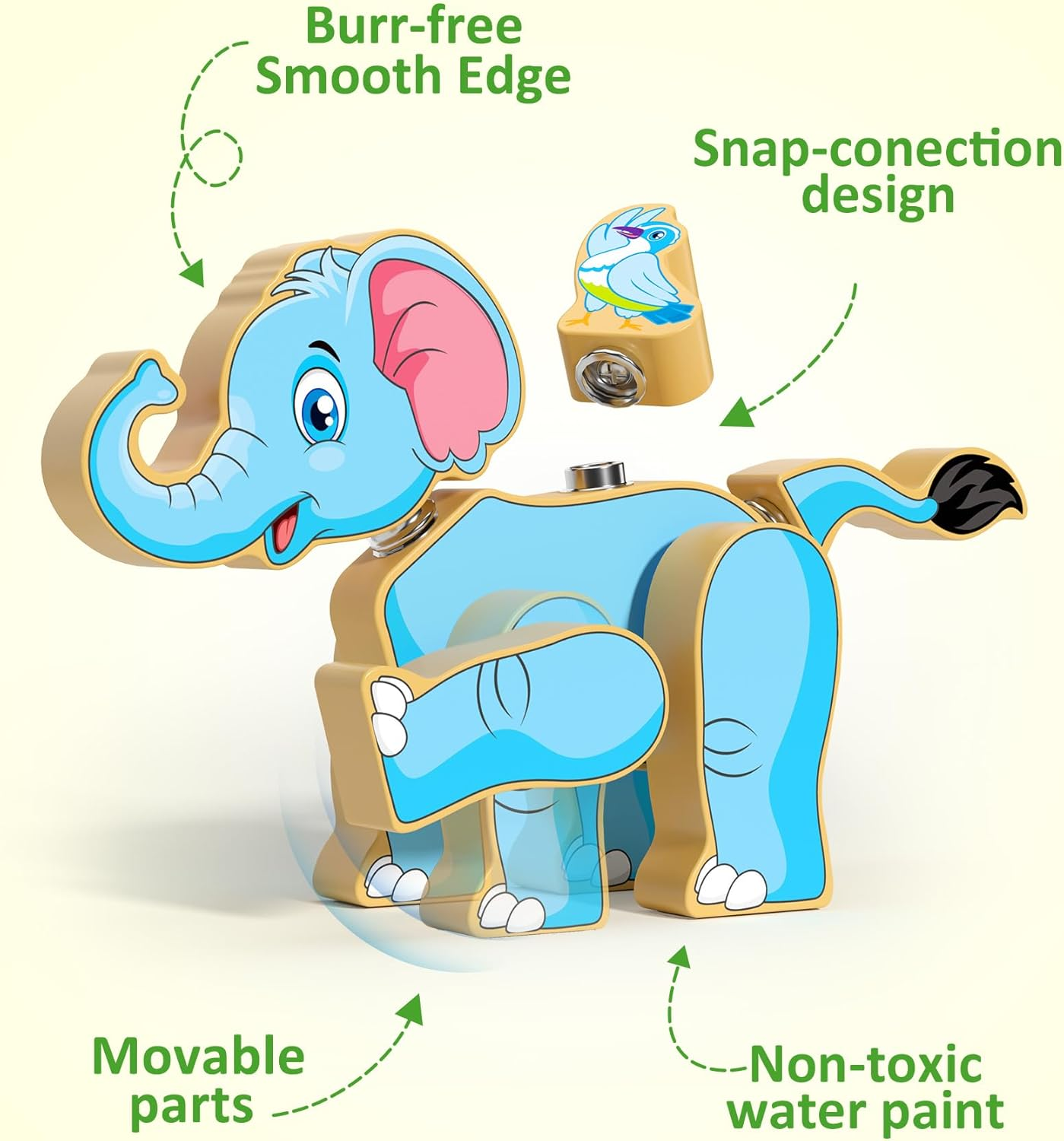 Coogam Wooden Snap Together Building Toy, Take Apart Construction Builders, Assembly Animal Building Blocks, STEM Fine Motor Learning Toy for 3 4 5 Years Old Kids image number 1