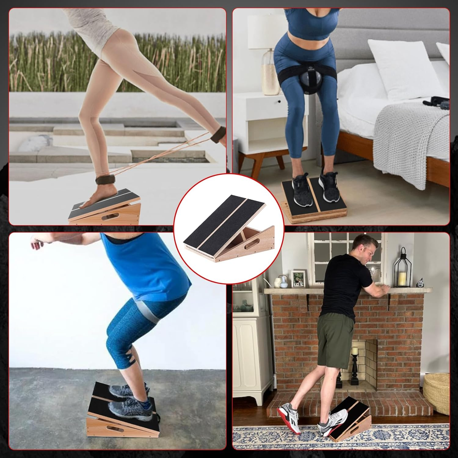LI FITNESS Professional Slant Board for Calf Stretching Adjustable Incline Board Squats Calf Stretcher Wood Squat Wedge Footrest for Knees Ankle Heel Feet Leg image number 5