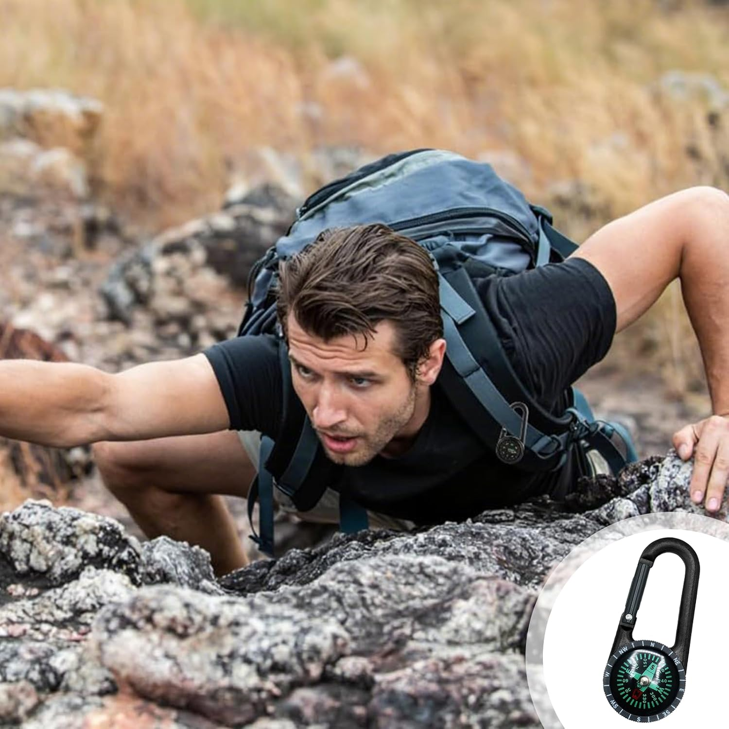 3PCS Compass Keychains, Colorful Carabiner, Waterproof Pocket Compass, for Outdoor Camping, Sport Hiking, Navigation, Kids Hiking image number 3