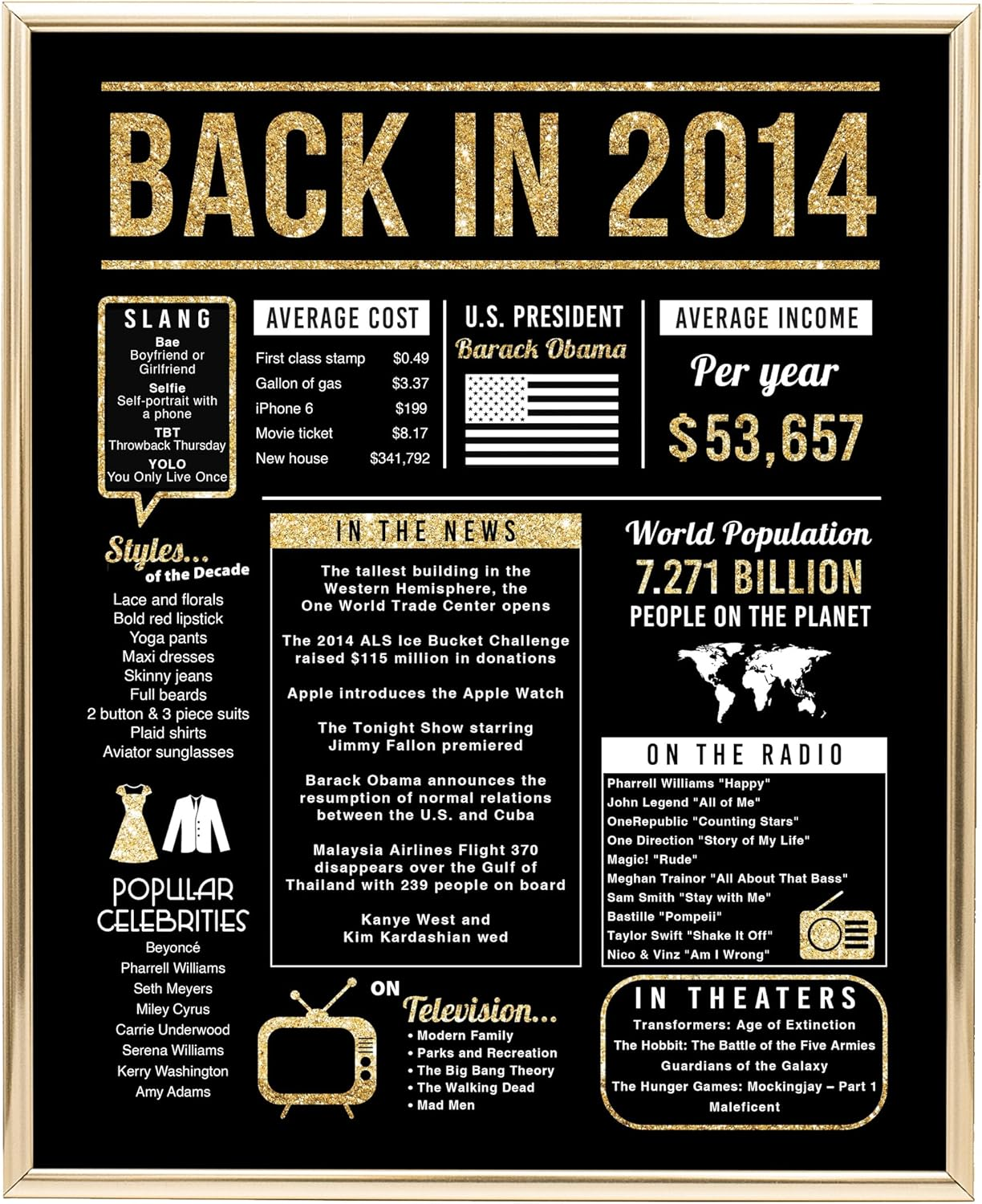Katie Doodle 21St Birthday Decorations for Him - Cool Vintage Table Decor - Great 21St Birthday Gifts for Him or 21 Birthday Decorations for Him - Includes 8X10 Inch 2002 Sign, Black & Gold [Unframed] image number 2