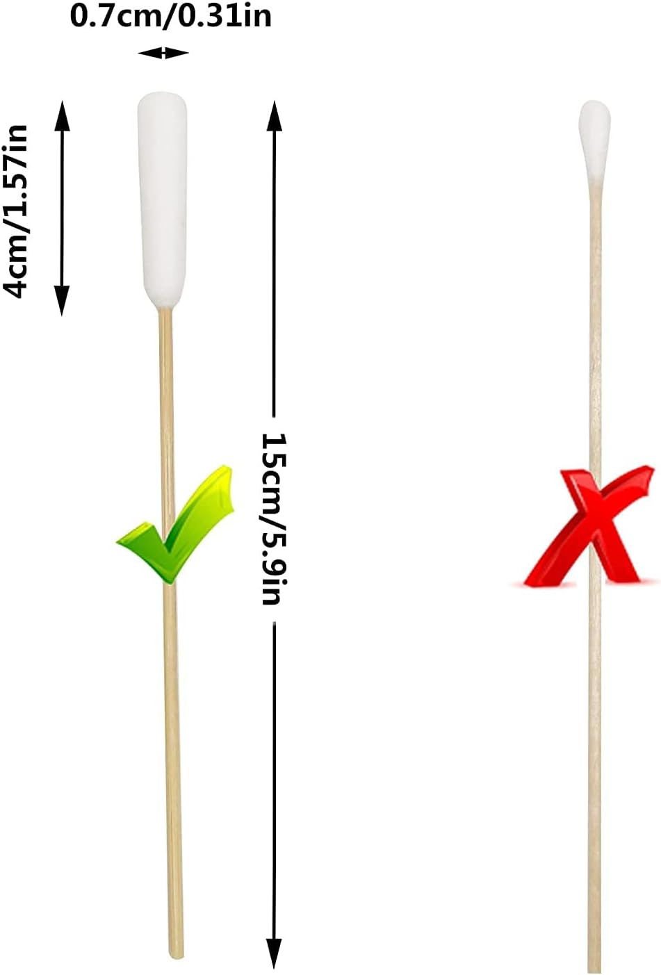 6 Inch Long Cotton Swabs of Medium and Large Pets Ears Cleaning or Makeup 200Pcs image number 1