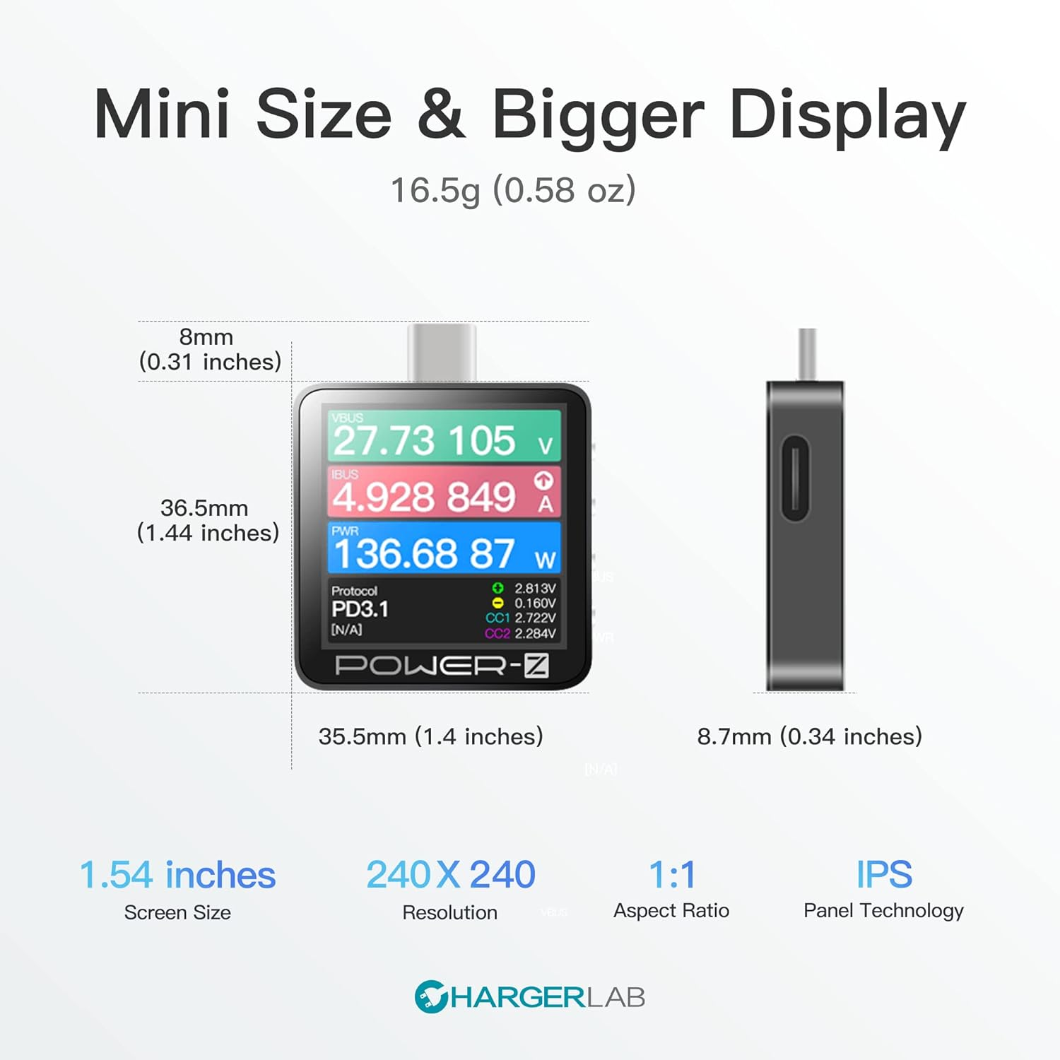 Chargerlab Power-Z KM003C Portable USB-C Fast Charge Tester PD3.1 QC5.0 Digital Voltmeter & Ammeter Current Tester image number 1