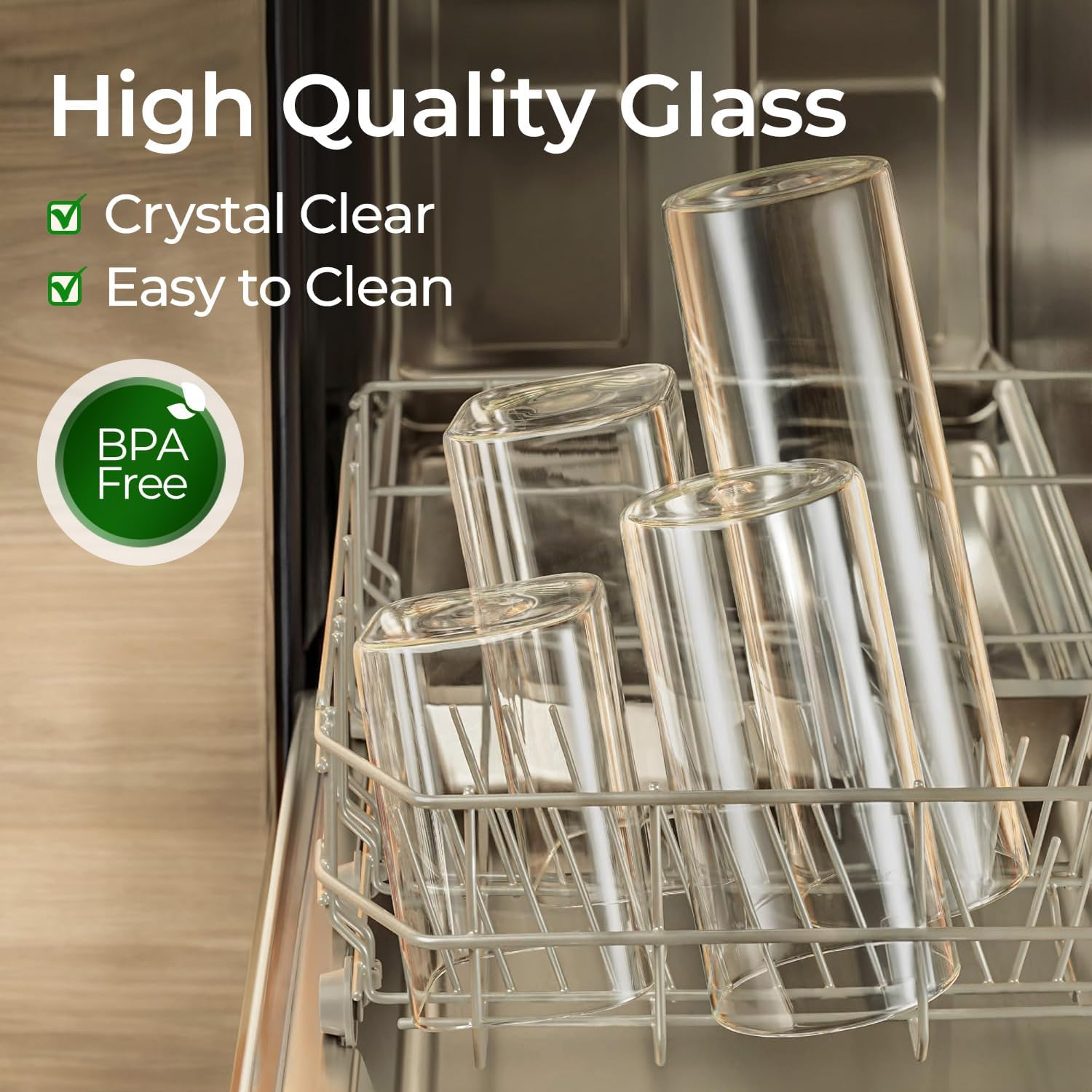 Comsaf Glass Storage Containers with Lids, 1.3L Glass Jars with Bamboo Lids, Clear Food Storage Jar, Square Glass Canister Set of 3, Pantry Organizers Storage for Cereals Pasta Tea Coffee Bean