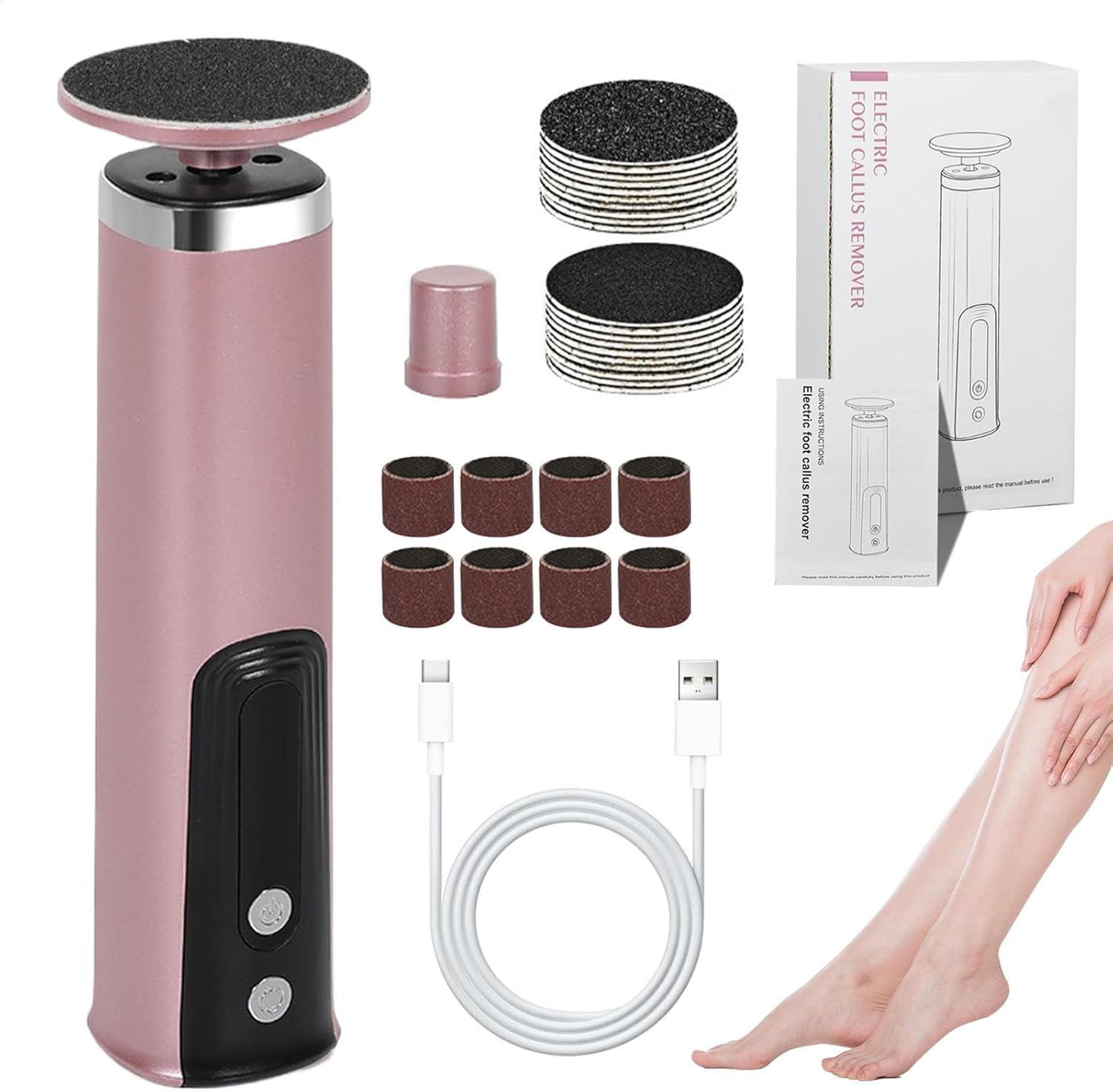 Hard Skin Remover Device - Electric Callus Remover, 6 Speed Dead Skin Heel File, Rechargeable Foot Scrubber | Pedicure Tool for Men Women Elderly, Foot Exfoliator, Foot Scraper, Foot Care Device image number 4