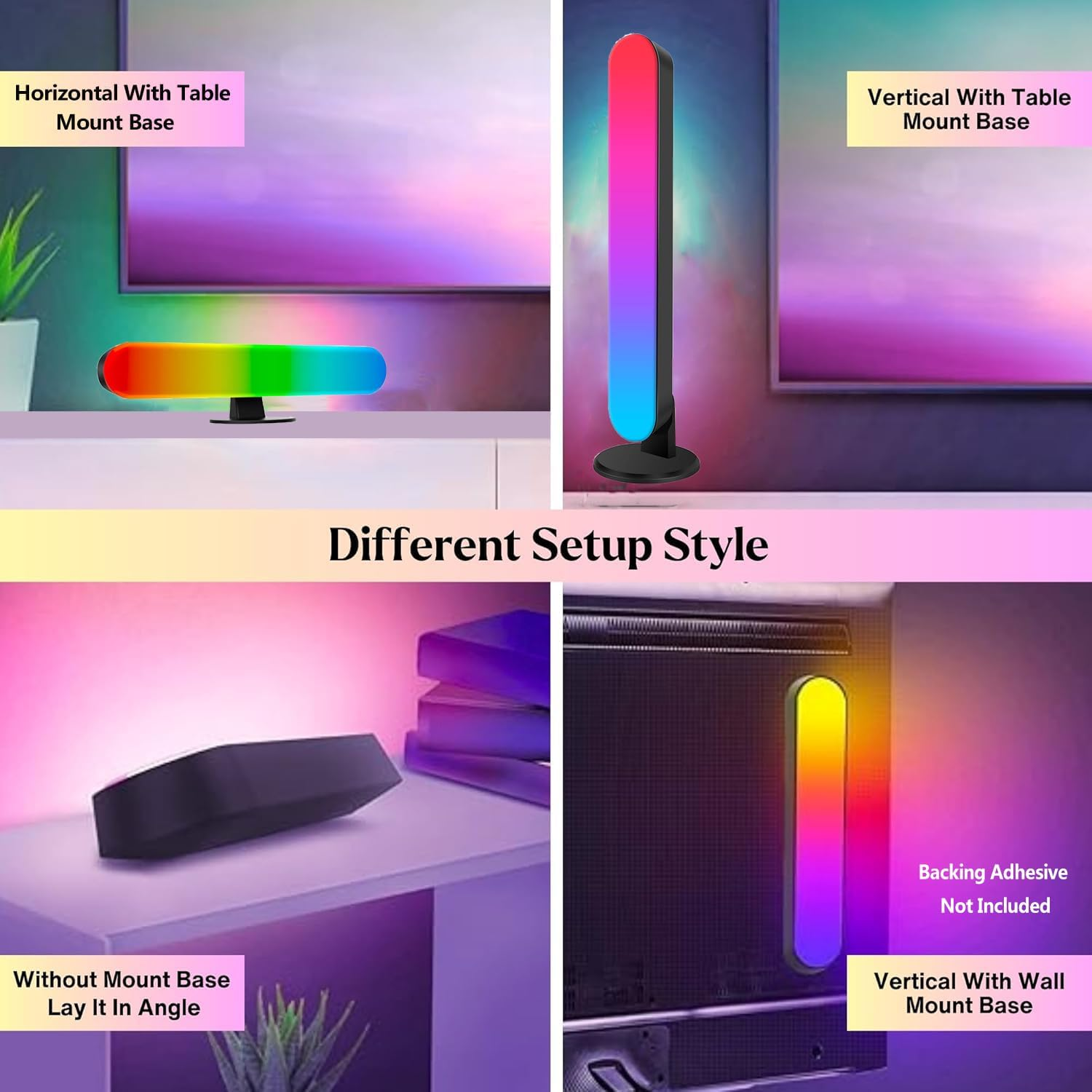 Noger Smart LED Light Bars, 10.4Inch RGBIC Wifi Gaming Lights USB Ambient Lighting with Remote, APP and Controller Control, Music Sync, TV Backlight Compatible with Alexa and Google Assistant, 2 Pack image number 6