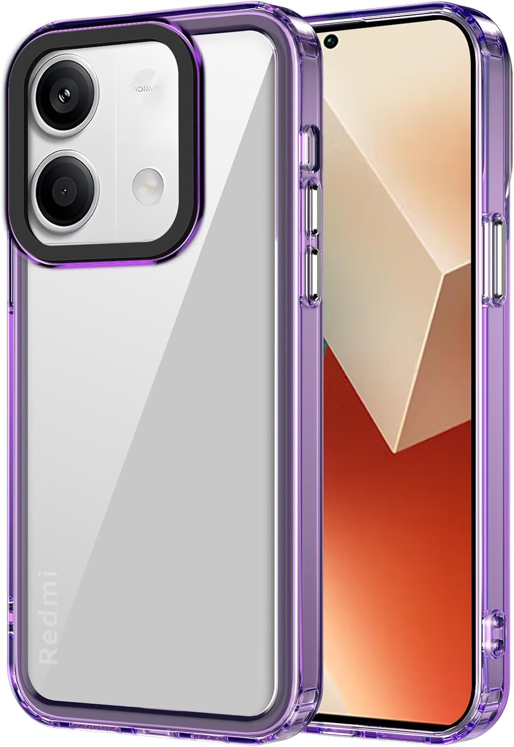 GOKEN Case for Motorola Moto G86 Power, Transparent Mobile Phone Case with Soft TPU Silicone Edge and Hard Back, Shockproof Protective Silicone Case Cover - Purple Edge
