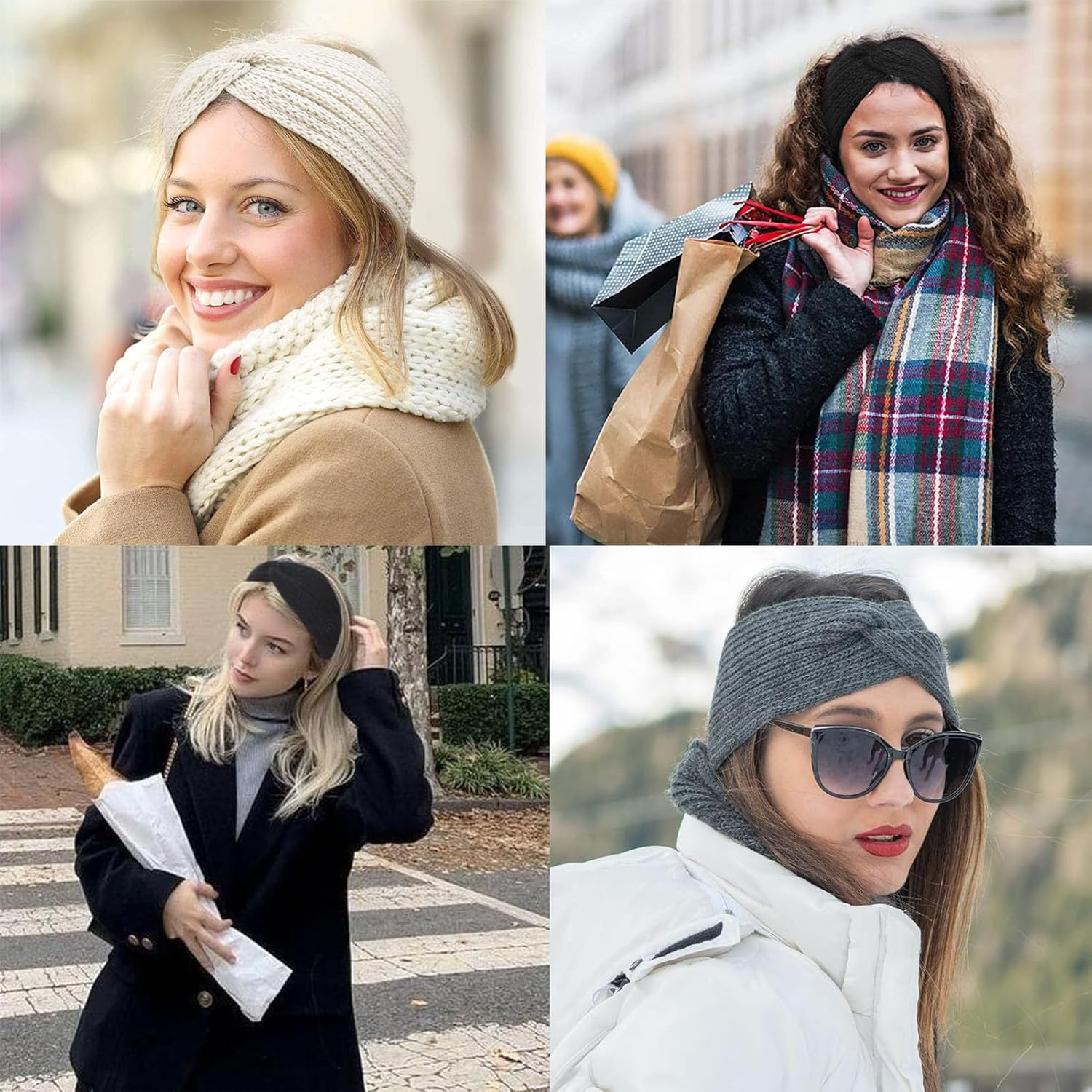 1 X Headbands for Women, Women'S Hair Band, Headband Children Girls, Hair Bands, Autumn Winter Headband Women, Turban, Hair Wrap, Headband, Crochet Elastic, for Yoga, Running, Sports (White) - White image number 5