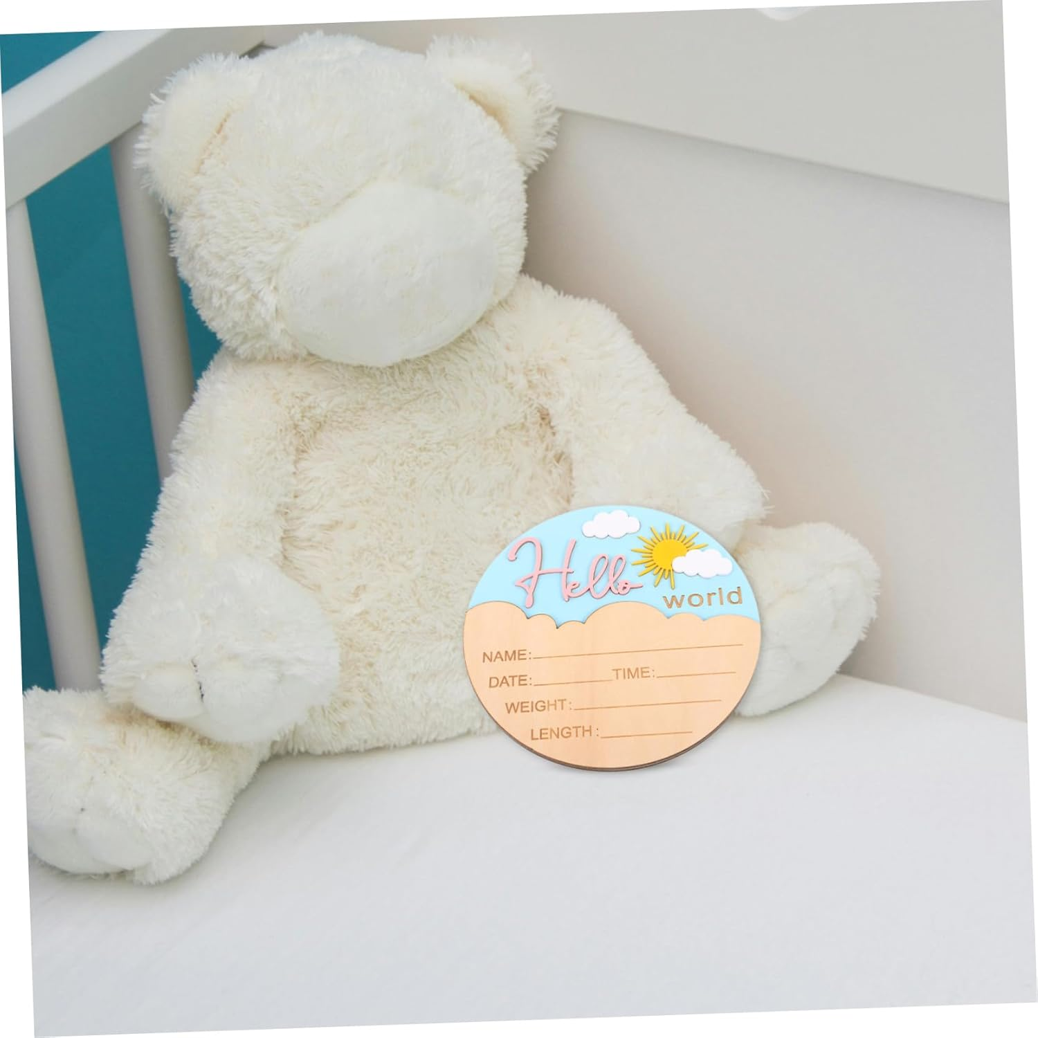 Abaodam Wooden Announcement Sign Smooth Finish Name Plaques for Newborn Photo Prop Gender Neutral Rustic Welcome Board for Nursery and Hospital Display - Assorted Color image number 4