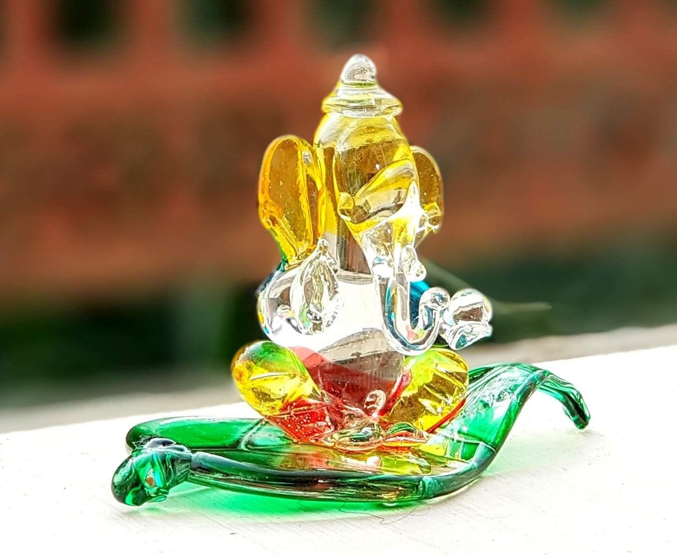 Stonkraft Esplanade Ganesha Ganesh Murti Idol Statue Sculpture (2.5") - Car Dashboard Idols | Crystal Glass