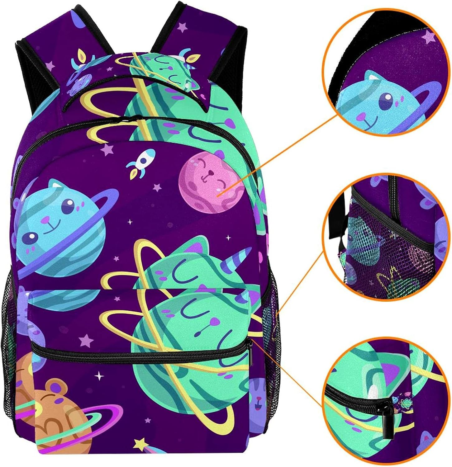 Cartoon Solar System Backpack Students Shoulder Bags Travel Bag College School Tote Backpacks image number 2