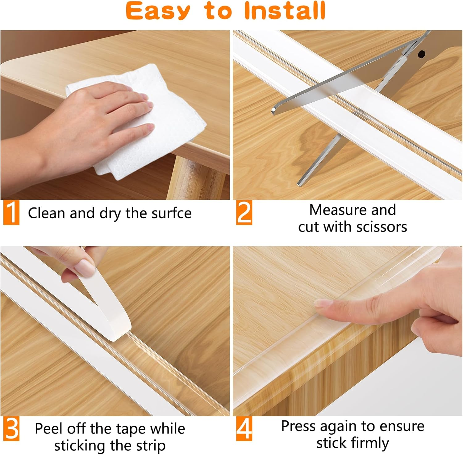 Corner Protectors Transparent, E-PRONSE 20Ft Furniture Table Edge Protectors Soft Silicone Bumper Strip with Strong Adhesive Tape for for Cabinets, Tables, Drawers, Household Appliances - 2M 15Mm image number 2