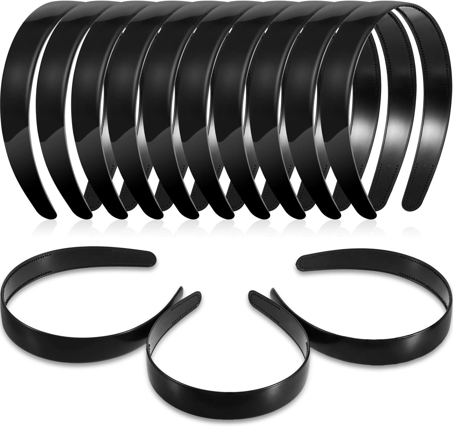 HESTYA 20 Pcs 1 Inch Black Plastic Headbands for Women Plain Craft Hairband with Teeth DIY Hair Accessories Headwear for Graduation Halloween Christmas