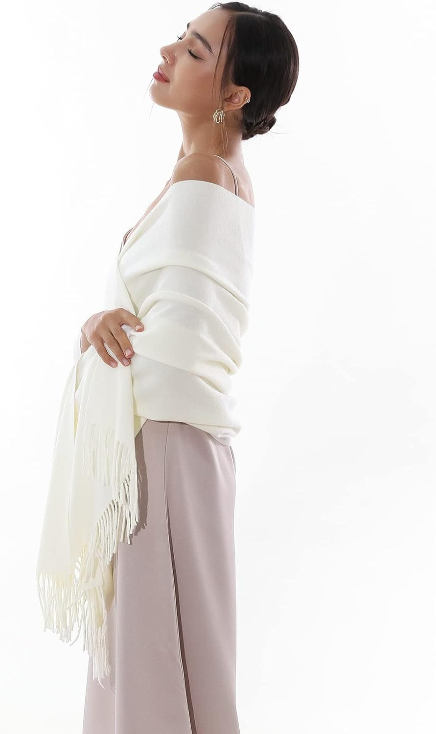 RIIQIICHY Womens Winter Scarfs Soft Warm Pashmina Shawls Long Large Wraps Scarfs for Evening Dresses image number 6