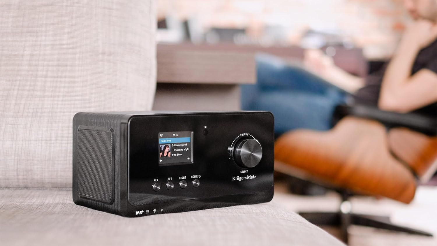 Kr&uuml;ger&Matz KM0816 Internet Radio with Weather Station, Alarm, RDS, Bluetooth Fm/Dab+/Internet, Black image number 4