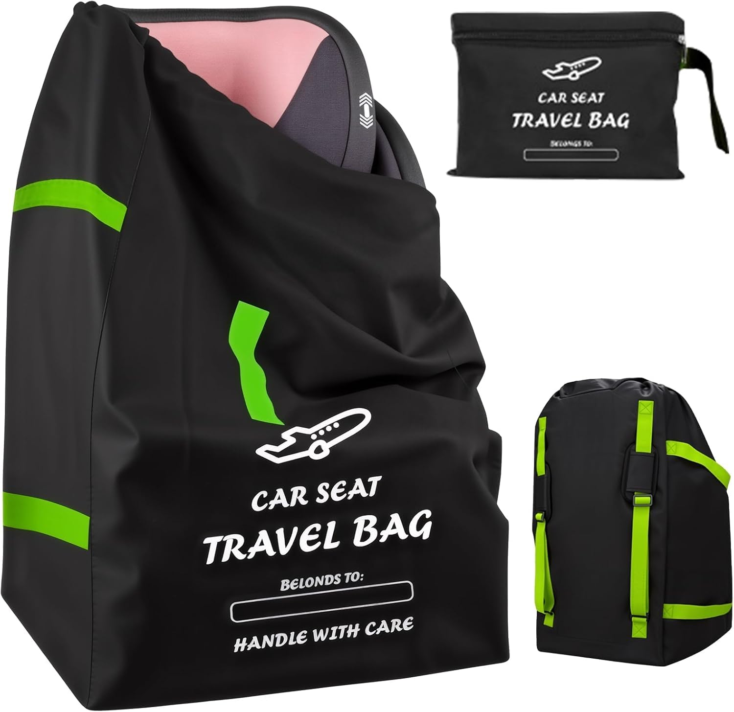 Car Seat Bag for Air Travel &ndash; Durable Padded Baby Carseat Cover for Air Travel, Fits Single/Double/Jogging Strollers &ndash; Gate Check Bag for Easy Tra