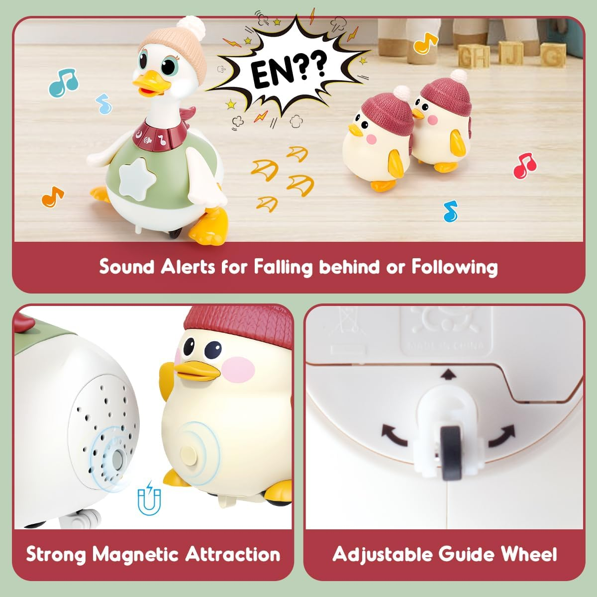 Kaekid Baby Toys 6-12 Months Musical Dancing Duck Toy Set with Music & Lights, Tummy Time Toys, Crawling and Interaction Modes, 1 Year Old Girl Boy Baby Christmas Birthday Gifts image number 5