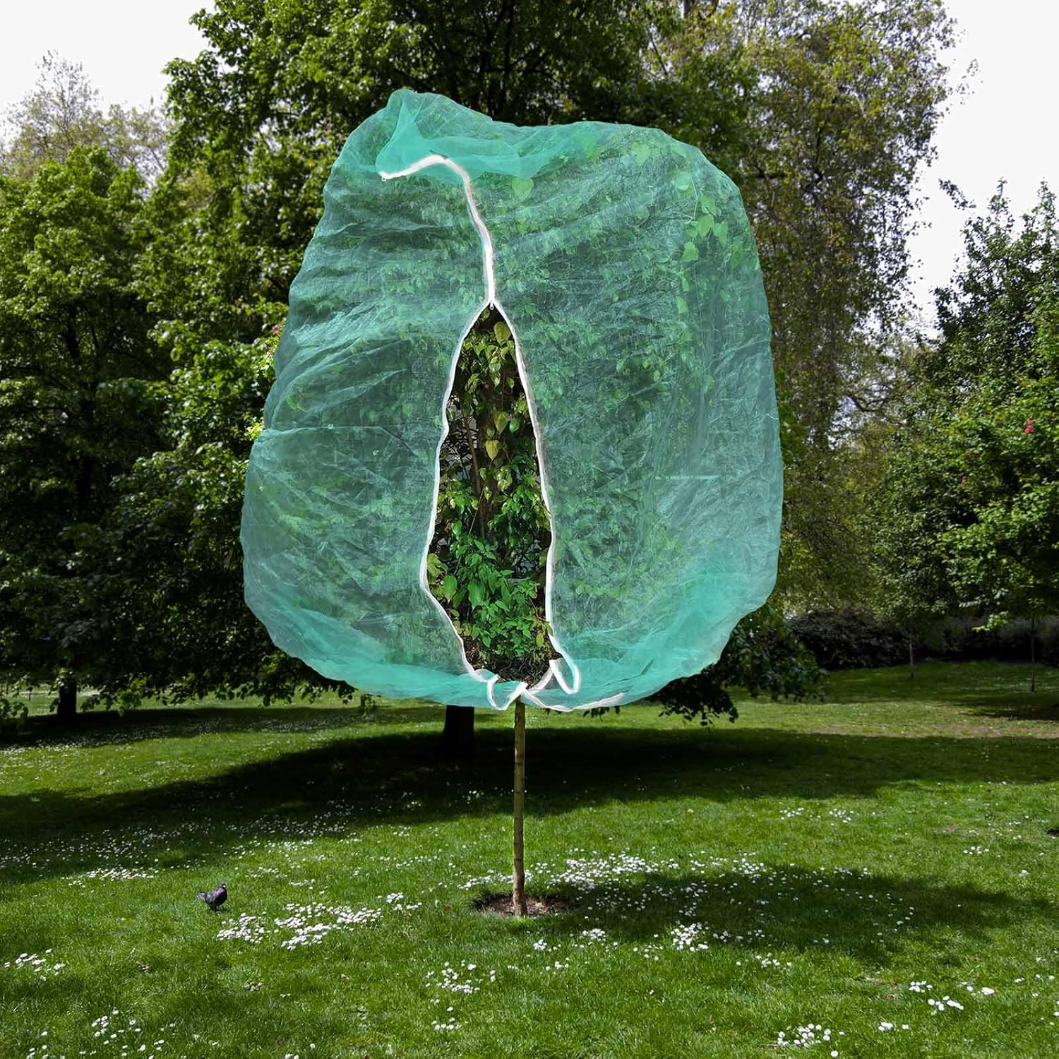 2Pcs 10Ftx10Ft Large Fruit Tree Netting Bags, Bird Netting Cover for Protect Plant Mulch with Zipper and Drawstring Lightweight Mesh Net for Garden Vegetable Bush Protection (Green) image number 6