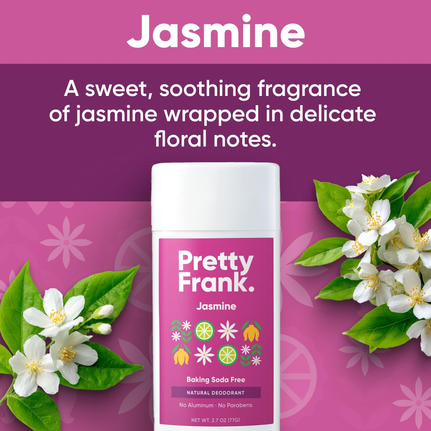 (Jasmine, 80Ml (Pack of 1)) - Pretty Frank Natural Deodorant Stick, Baking Soda Free Natural Deodorant for Women, Men, Teens, Kids - Paraben Sulphate Free with Arrowroot, Coconut Oil, Shea Butter, Vitamin E, Zinc (Jasmine, 1Pk) image number 4