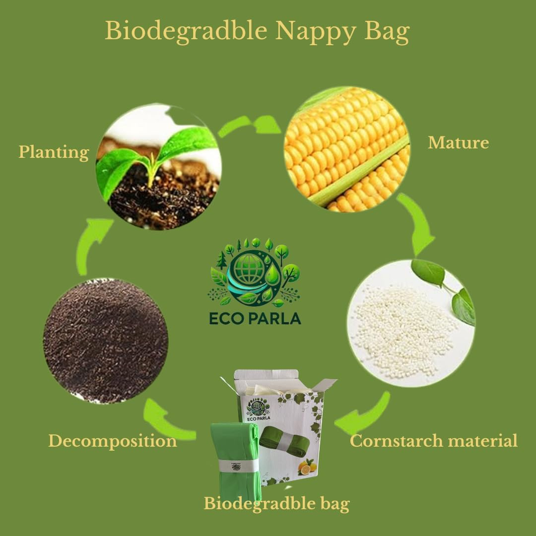 Eco-Friendly 5-Pack Biodegradable Diaper/Nappy Bin Refill Bags &ndash; Fits Tommee Tippee & Angelcare &ndash; Odour-Locking, Durable, Germ Protection &ndash; 6M Each &ndash; Ideal for Newborns (Cassette Not Included) image number 4