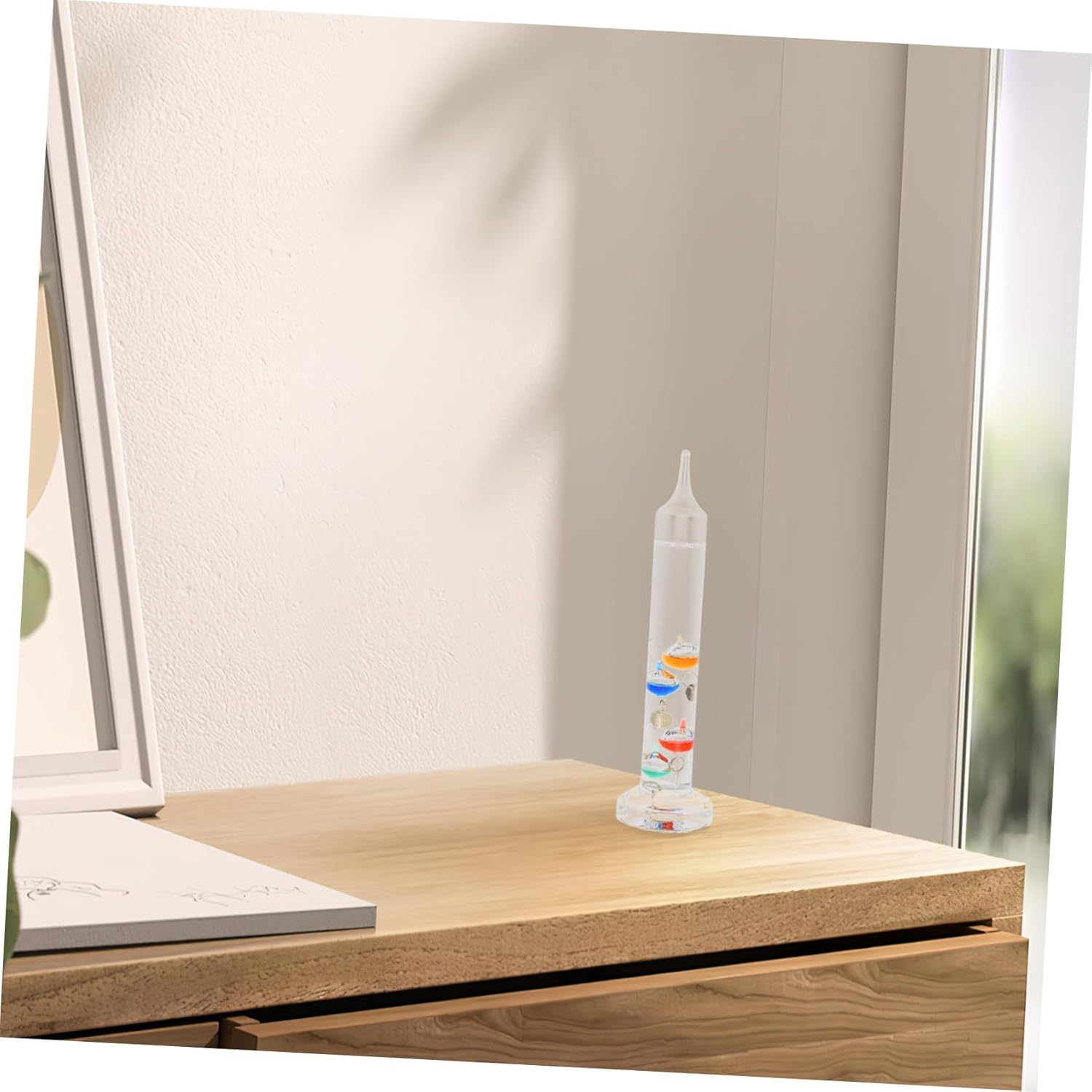 Ibasenice Galileo Thermometer with Colored Spheres Educational Desktop Ornament and Temperature Gauge Classroom Decor and Science Lover S Present Stylish Indoor Outdoor Home Office Display