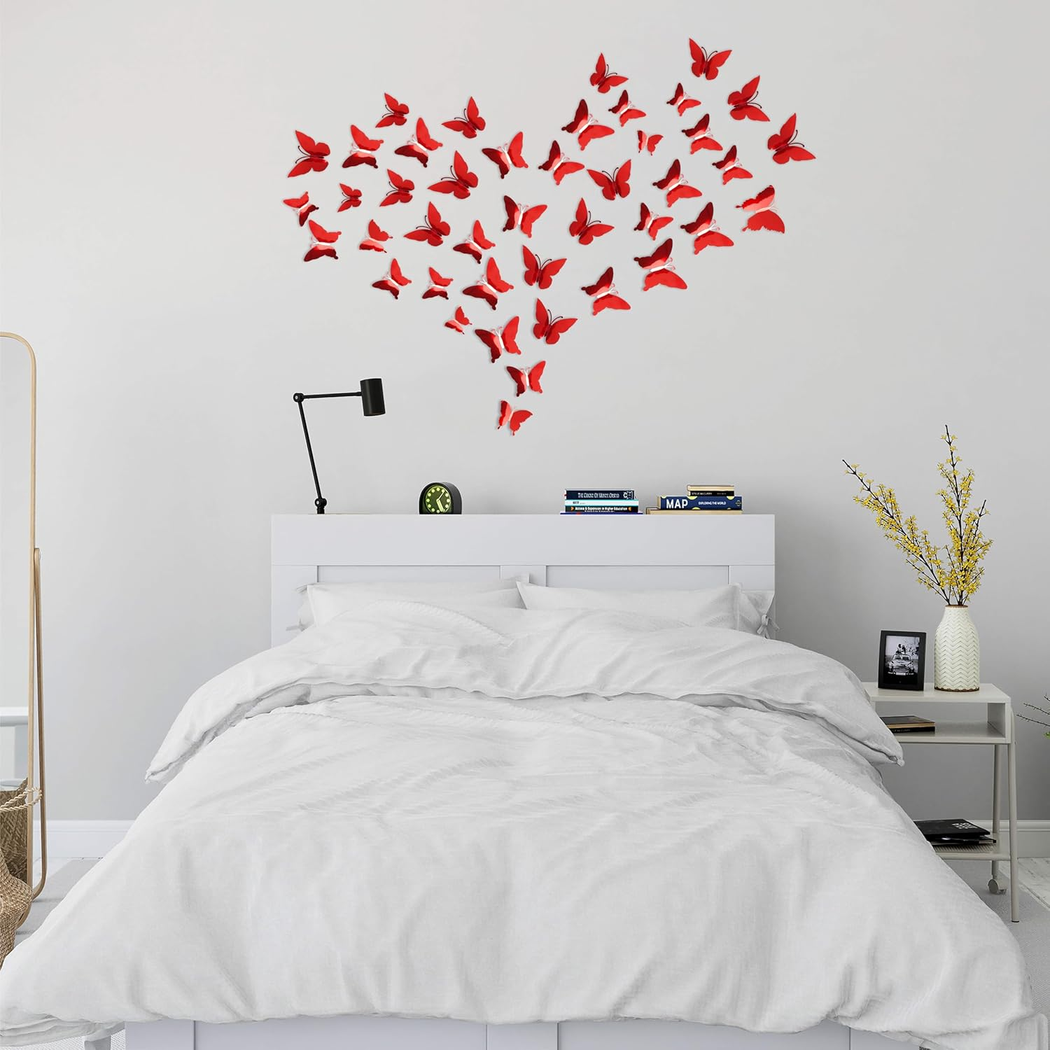 3D DIY Mirror Metallic Butterfly Wall Decor, Red, 48Pcs 4 Styles 3 Sizes, Removable Stickers Wall Decor Room Mural for Party Cake Decoration Kids Bedroom Nursery Classroom Wedding Decor DIY&hellip; - Gold Butterfly image number 5