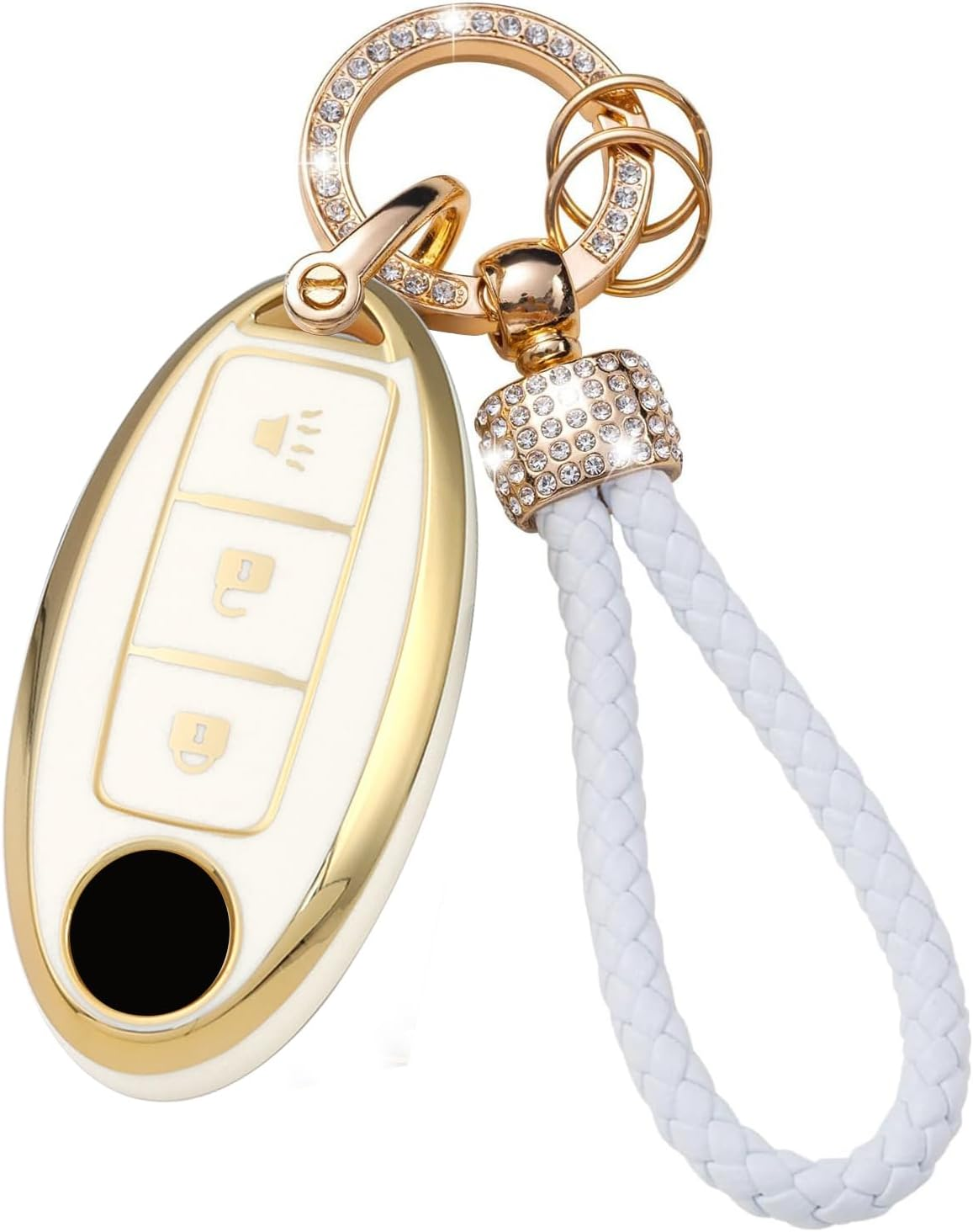 Ontto TPU Car Key Fob Cover Fit for Nissan 350Z Altima Armada Maxima Murano Pathfinder Sentra Quest for Infiniti G35 QX56 Key Holder Smart Case Shell Keyring Keychain Styling Accessories 3 Buttons E1