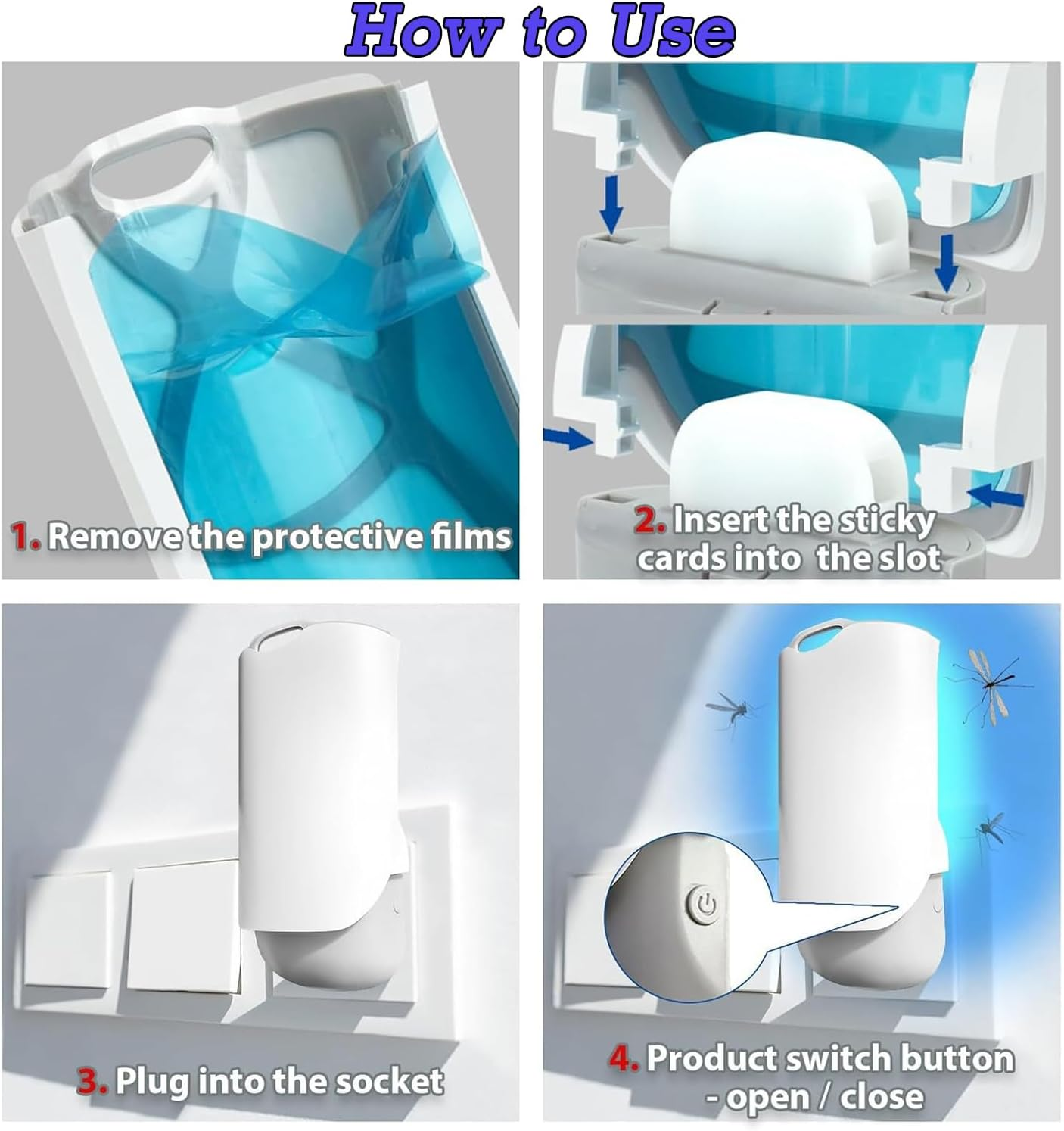 Wakouter 2 Pack Flying Insect Trap, Plug in Fly Trap, Bug Zapper with Night Light UV Attractant Catcher for Flies, Fruit Flies, Gnat & Other Flying Insects,2 Device + 10 Sticky Trap Boards (Grey-2Pcs) - Grey-1Pcs image number 4