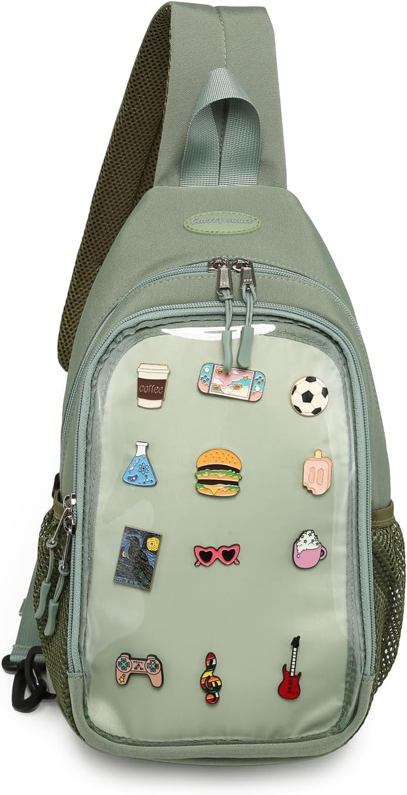 CHERRY SAUCE Kawaii Oxford Ita Bag Pin Display Chest Pack Shoulder Bag Sport Backpack Hiking Daypack