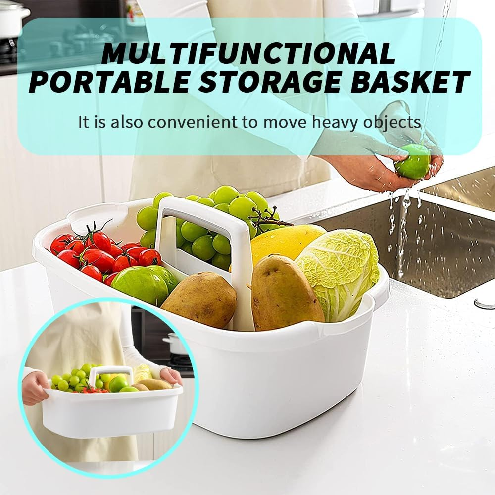 TOMVAES Plastic Storage Box with Handle, Cleaning Supply Containers, Bathroom Clear Bins for Cupboard Kitchen & Home Organisation (White) image number 5