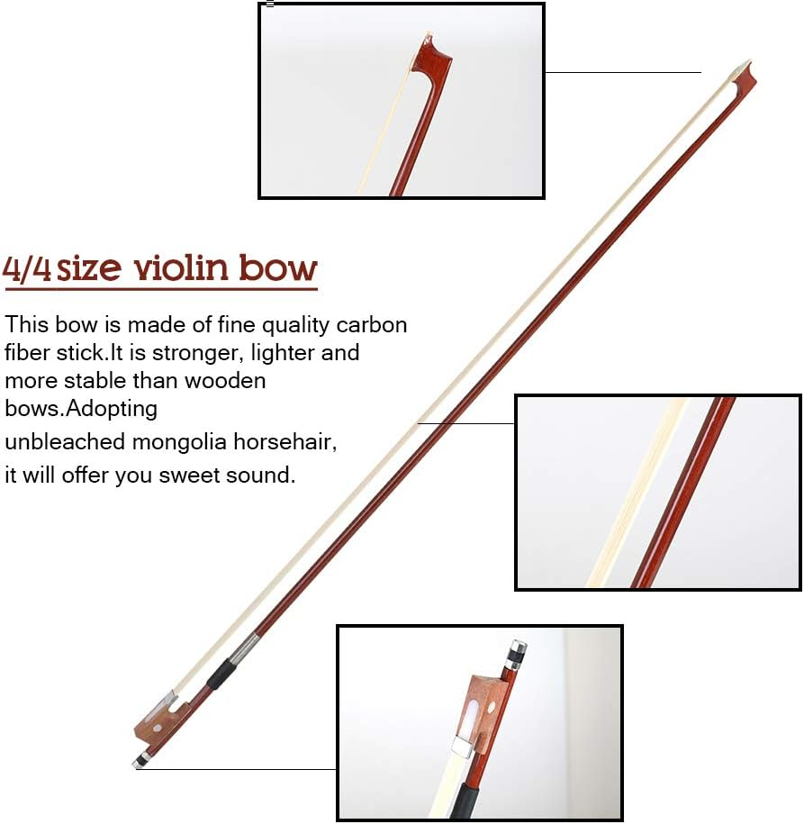 Mingzhe 4/4 Size Violin Bow Rosewood Violin Bow Violin Parts Accessories image number 6