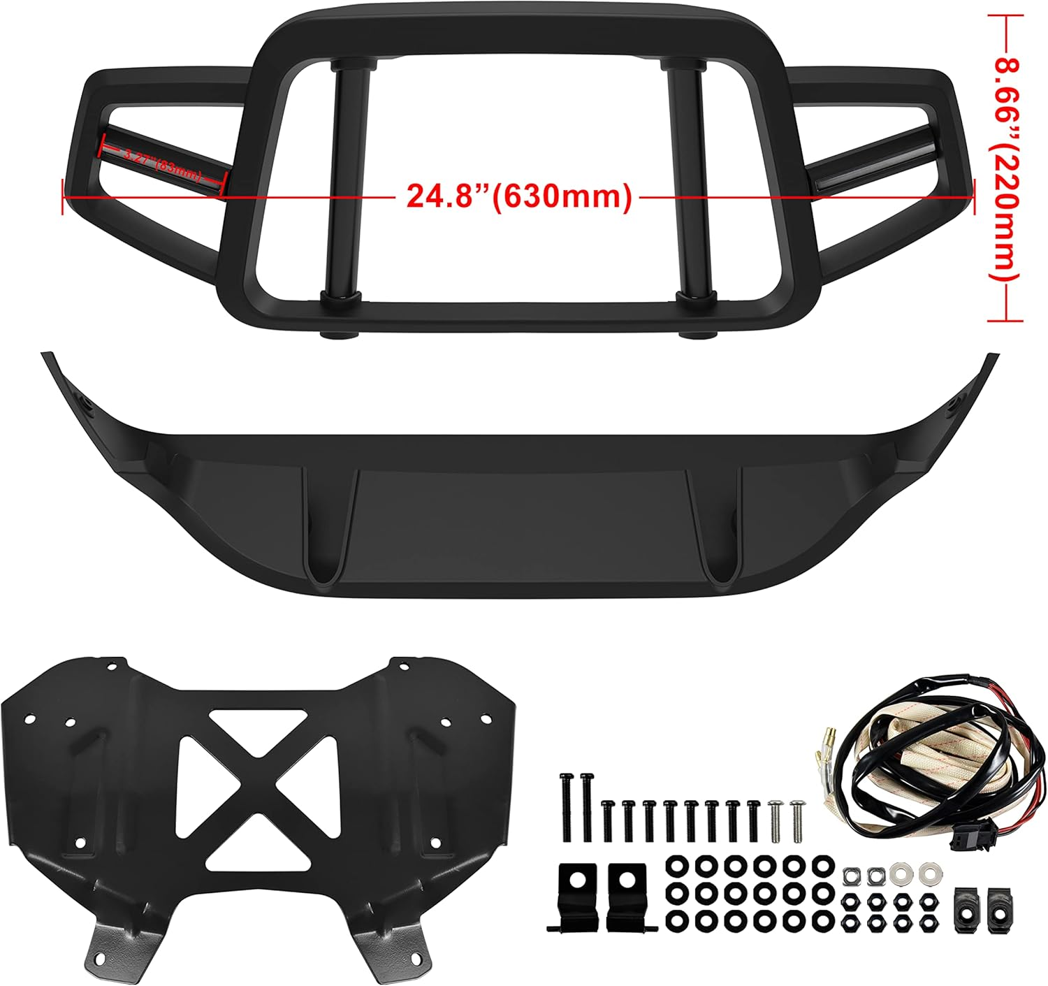 SAUTVS Front Bumper Guard with LED Light for Can-Am Ryker, Front Profile Bumper Guard Protector with LED Accent Light for Can Am Ryker 600 900 Sport Rally All Models Accessories (Replace #219401108) image number 6