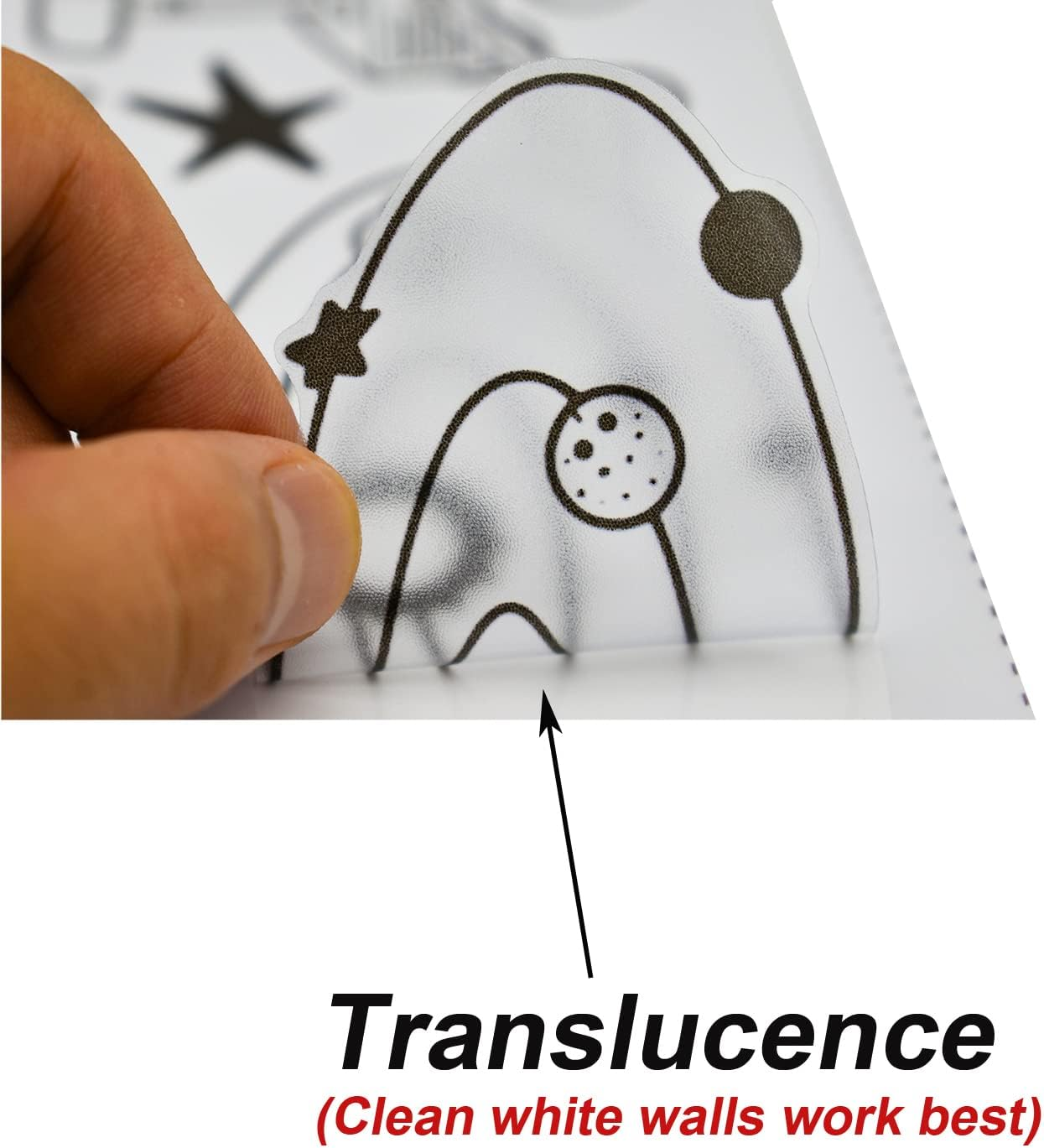 Maydahui Outer Space Stars Planets Wall Stickers Rockets Astronaut Vinyl Wall Decals (47" X 51") Peel & Stick Removable Boys Room Wall Decor Decals for Kids Bedroom Nursery Classroom (Black) image number 4