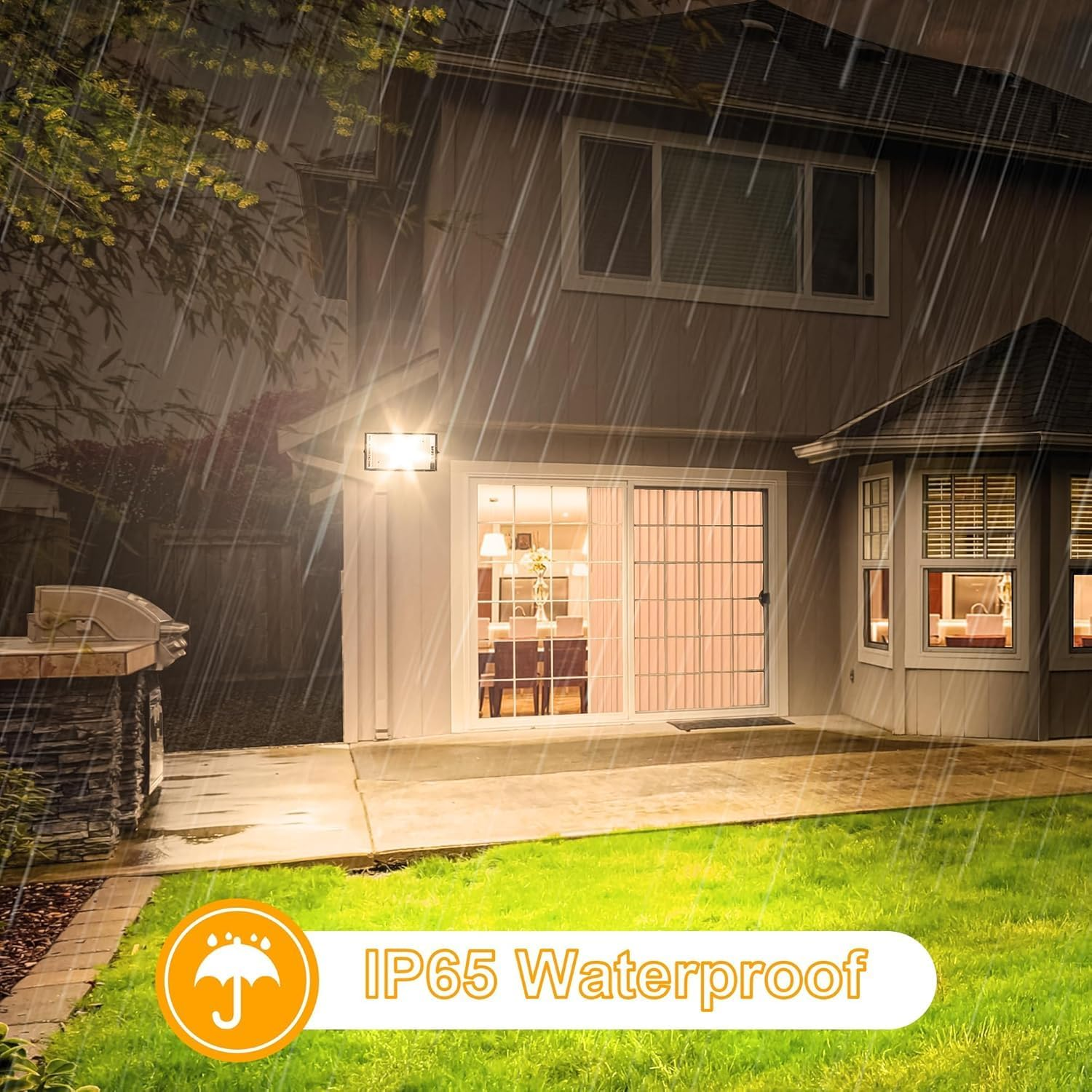 2 Pack 150W LED Flood Light 240V, CREATESTAR 15000Lm 3000K Warm White Plug in Flood Light, Outdoor Indoor Floodlight Fixture Landscape Security Floodlights Spotlight for Yard, Garden, Garage, Rooftop