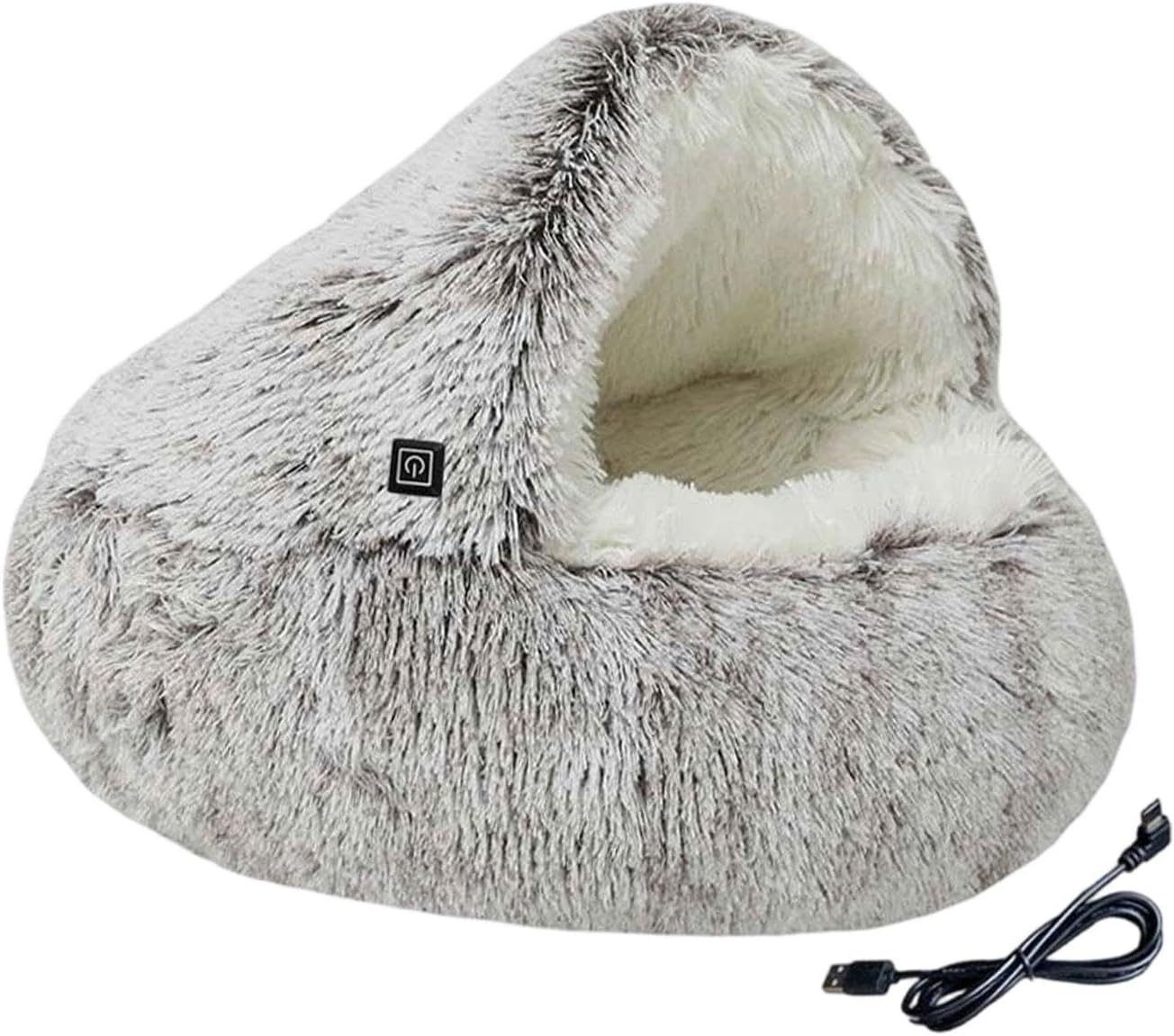 MFMEXUL Heated Cat Bed, Semi-Enclosed round Puppy Nest, Autumn and Winter Pet Supplies Pad, Pink