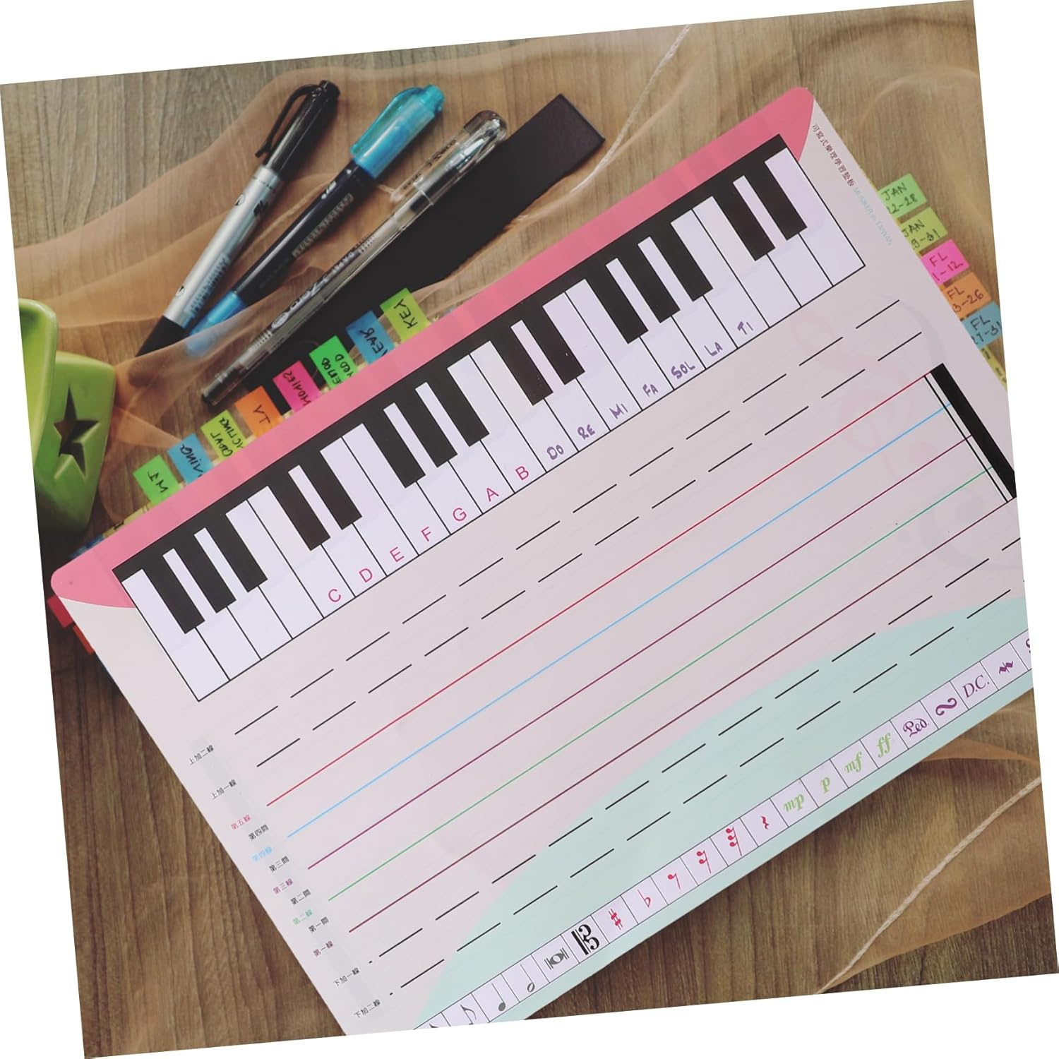 VILLFUL Musical Note Teaching Whiteboard Reusable for Piano Keyboard Erasable Music Exercise Board for Home Office image number 4