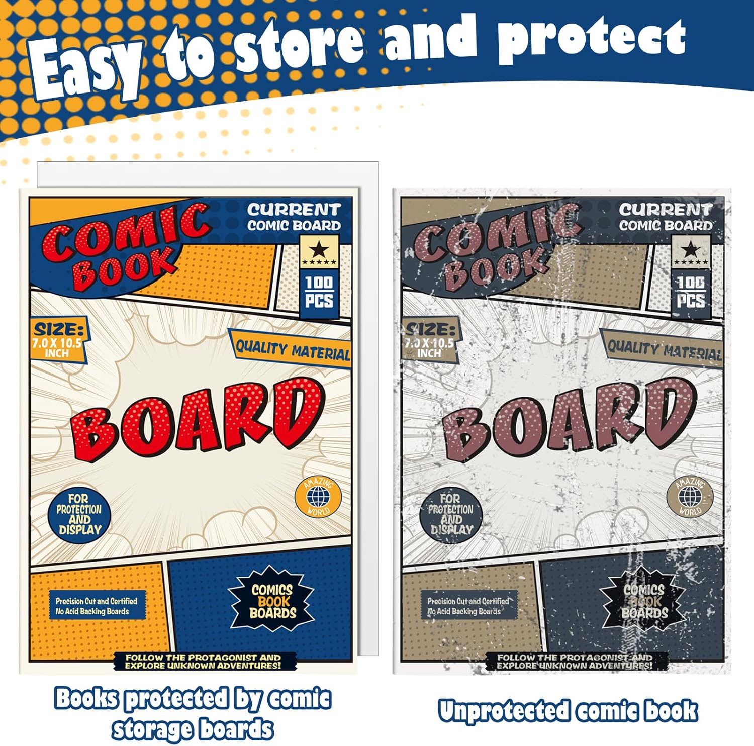 Leffis 100 Current Size Comic Boards - Thick and Durable Backing Boards for Regular Comics (Reusable) image number 4