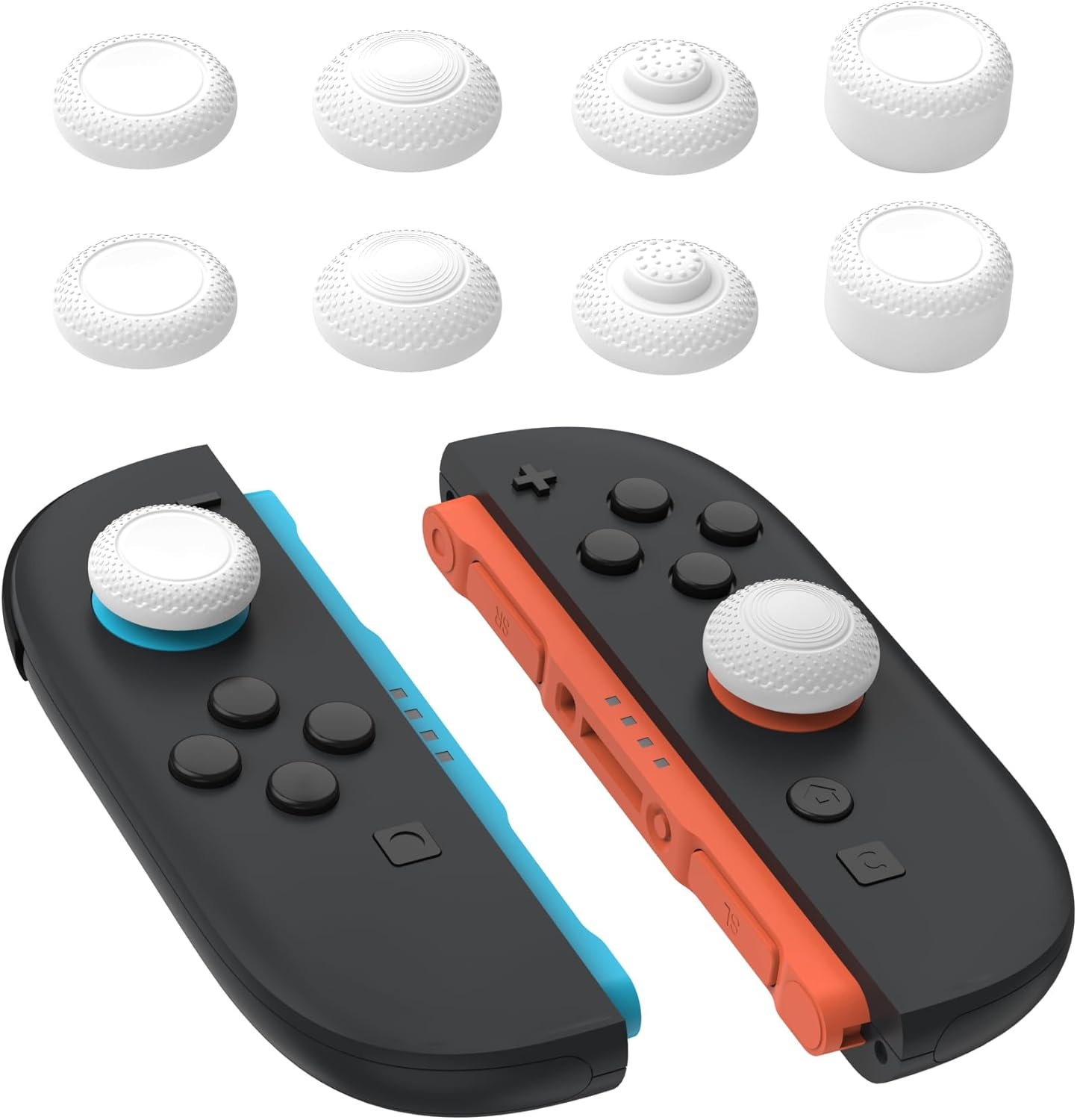Playvital 8 in 1 Pro Thumbs Grip Caps for Nintendo Switch 2, Ergonomic Anti-Slip Joystick Caps for Joycon 2 Grip, Thumbstick Cover Accessories for Switch 2 - New Hope Gray, 8Pcs