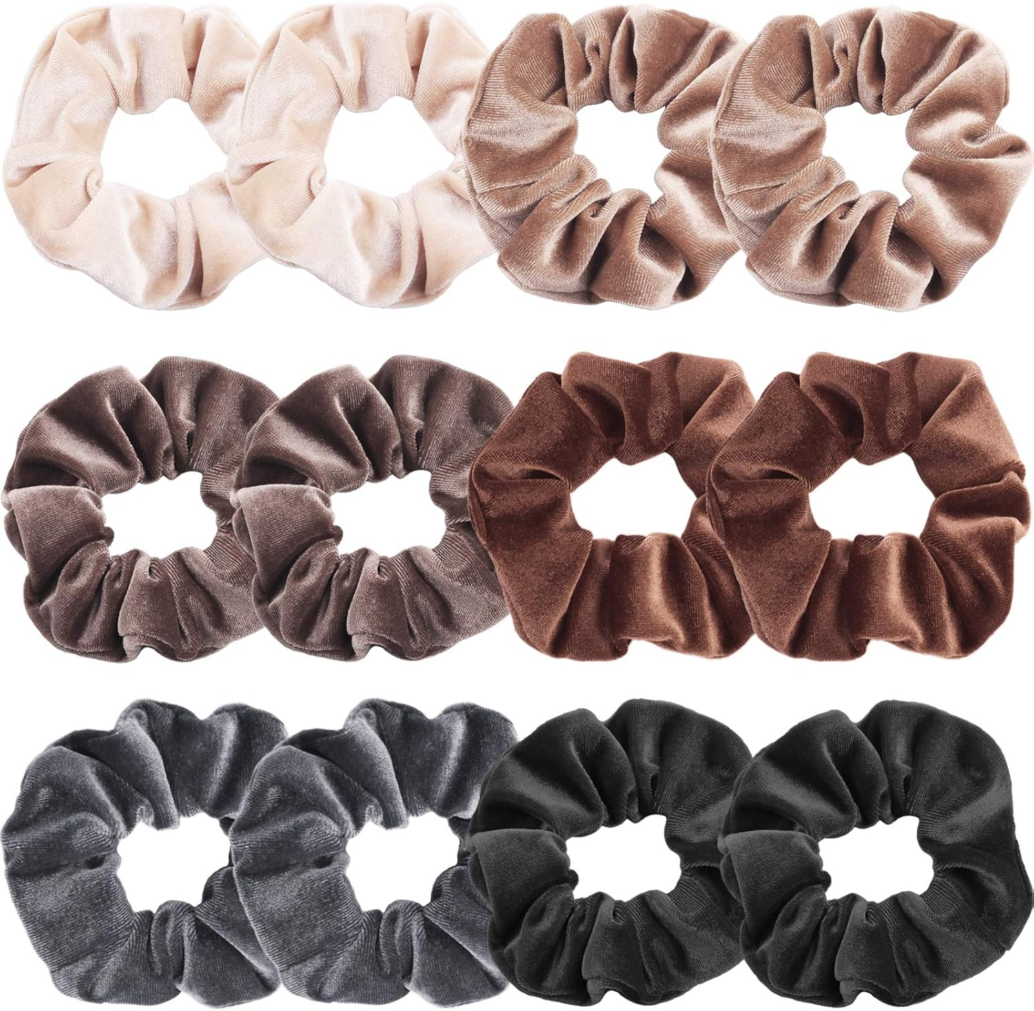 VENUSTE Scrunchies for Women, Premium Velvet Scrunchy for Hair, Neutral Colors Elastic Thick Bands, Soft Ropes Ponytail Holder Hair Accessories, 12 Pack image number 5