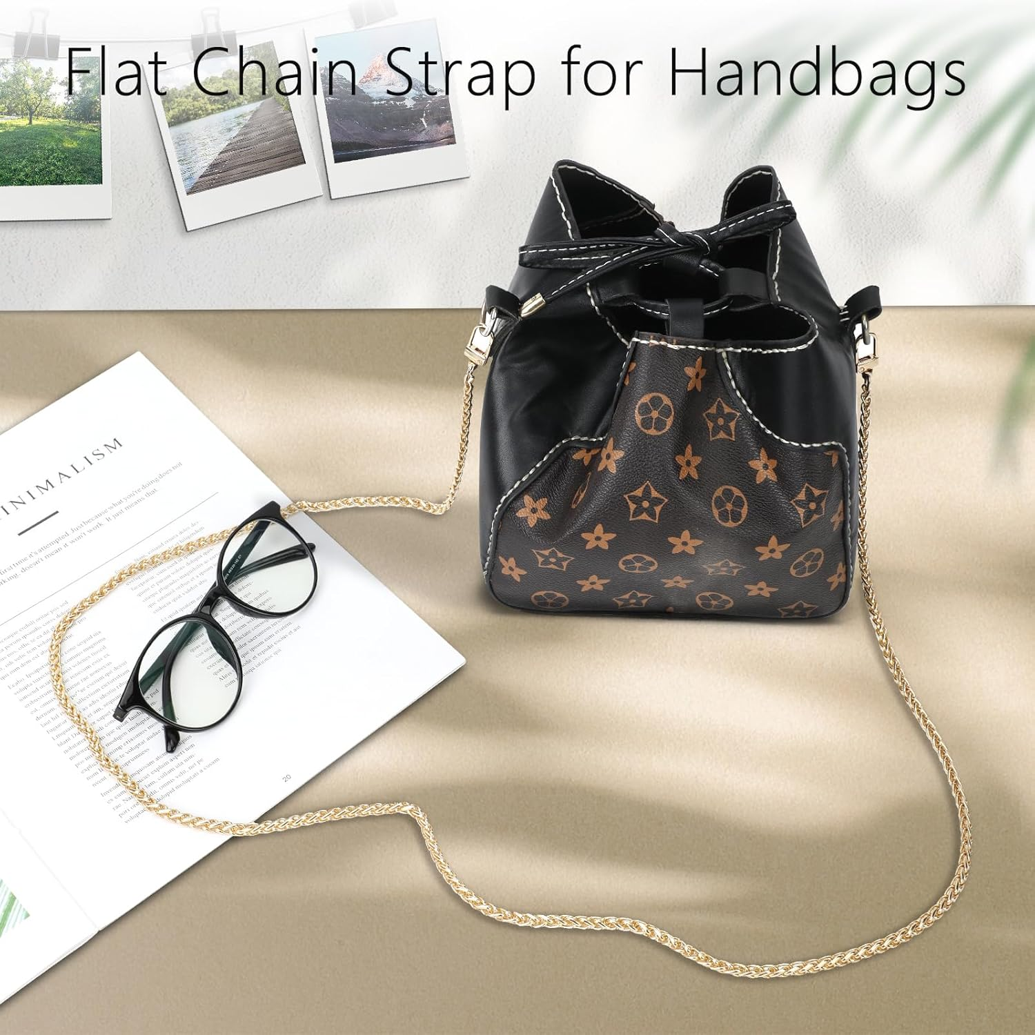 47"/120Cm Purse Chain Strap Shoulder Cross Body Sling Purse Handbag Replacement Accessories with Metal Buckles (Rose Gold) - Rose Gold image number 2