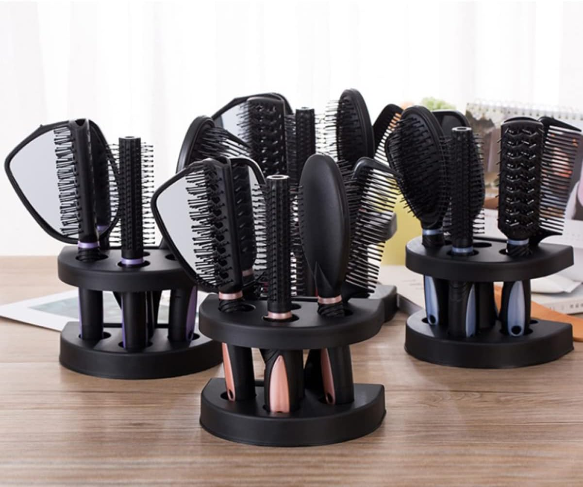 ERINGOGO 5Pcs Professional Hair Salon Kit Hair Comb Mirror Detangler Brush Mens Hairbrush Styling Tools No Static Compact Easy to Carry image number 1