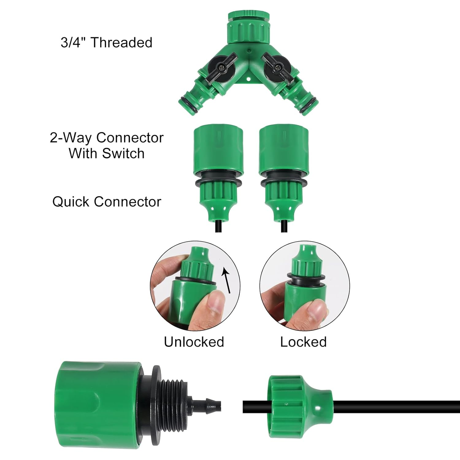 164FT/50M Drip Irrigation System, Micro Garden Drip Irrigation System with 1/4 Inch Tubing & Adjustable Misting Nozzle Sprinkler, Automatic Watering System for Greenhouse, Yard, Lawn, Plant image number 3