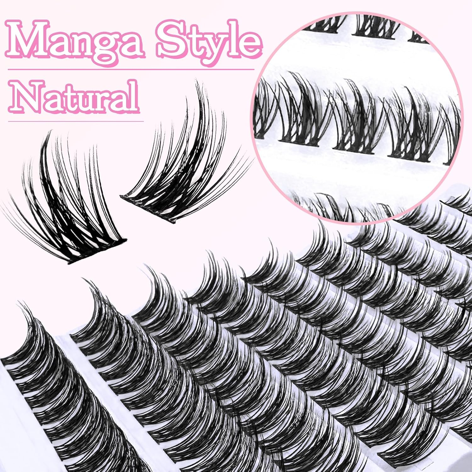 Lash Clusters C Curl Manga Eyelash Extensions Wispy 8-16MM Natural Spiky Eyelash Clusters Thin Band 120Pcs,8Mm 10Mm 12Mm 14Mm 16Mm Mix False Eyelashes image number 6