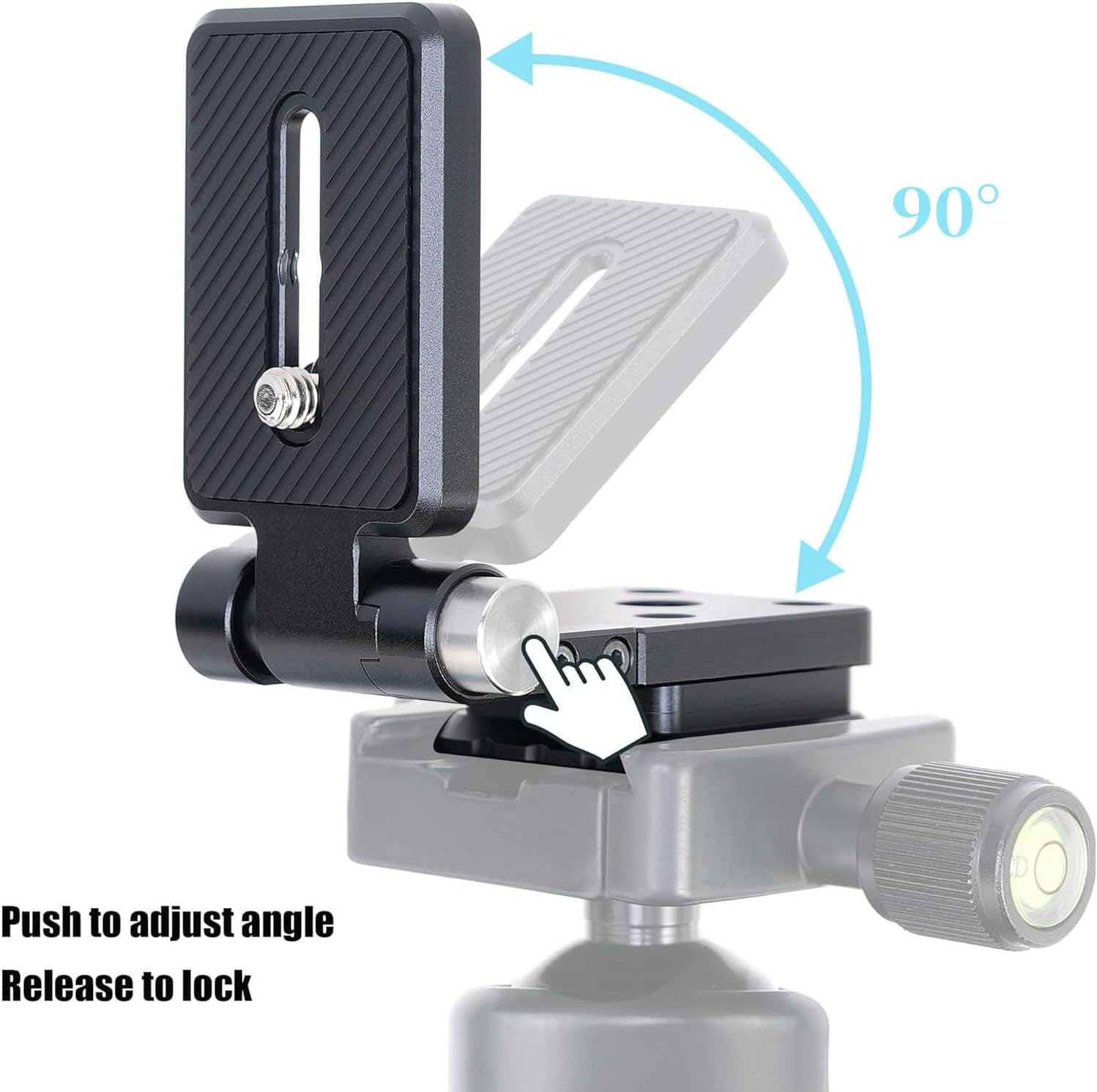 FOTGA Foldable L-Shaped Quick Release Plate, Universal Vertical/Horizontal Recording Camera L Bracket, 90&deg; Adjustable Aluminium Tripod Plate with Arca & 1/4" 3/8" Thread (110G, 3Kg Load Capacity) image number 3