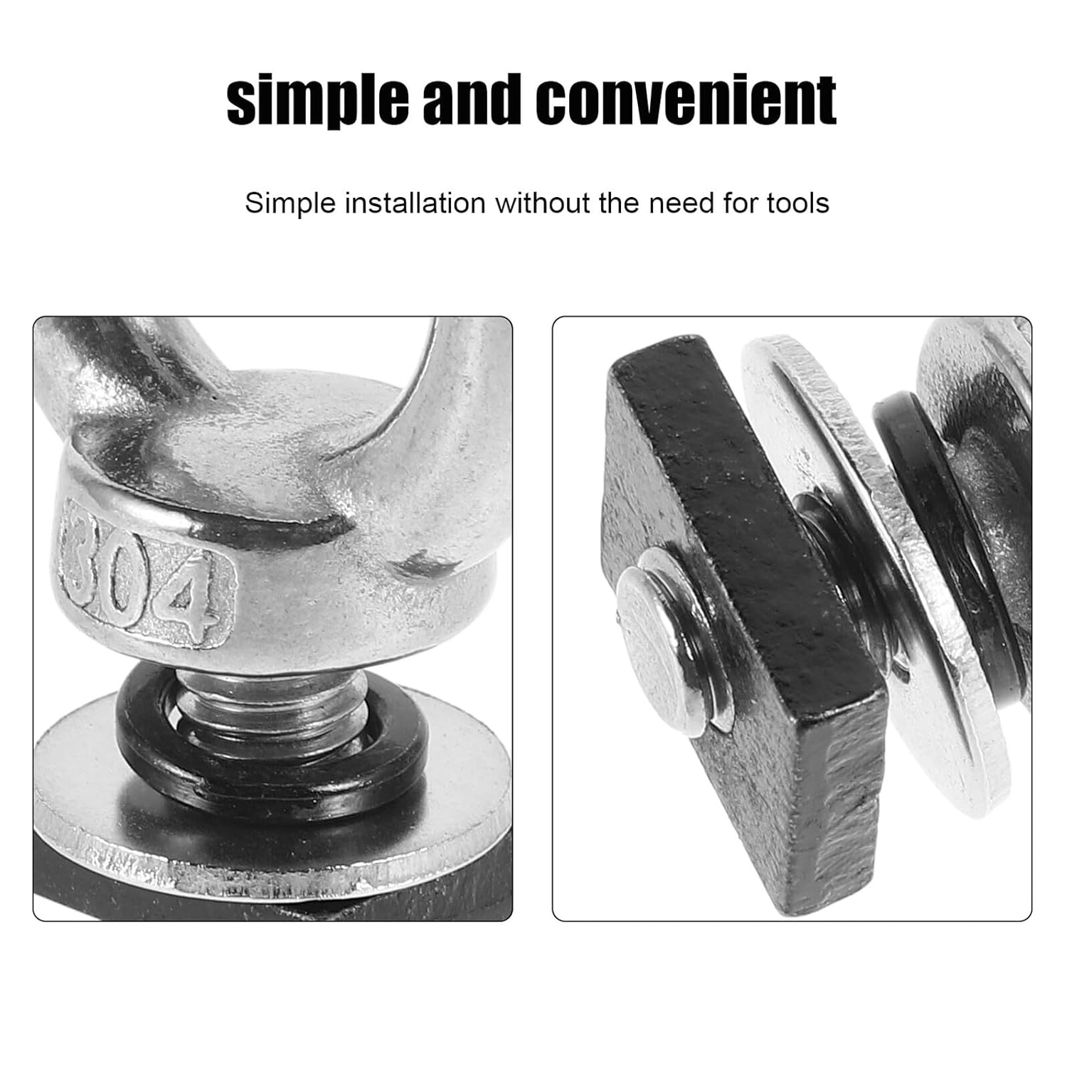 T Nut M8 Bright Finish for Roof Rack T Slot Rail Eye Bolt Tie down Anchor Ring Shaped Eyelet for Cargo Frame and Roof Platform Secure Tie down Hooks