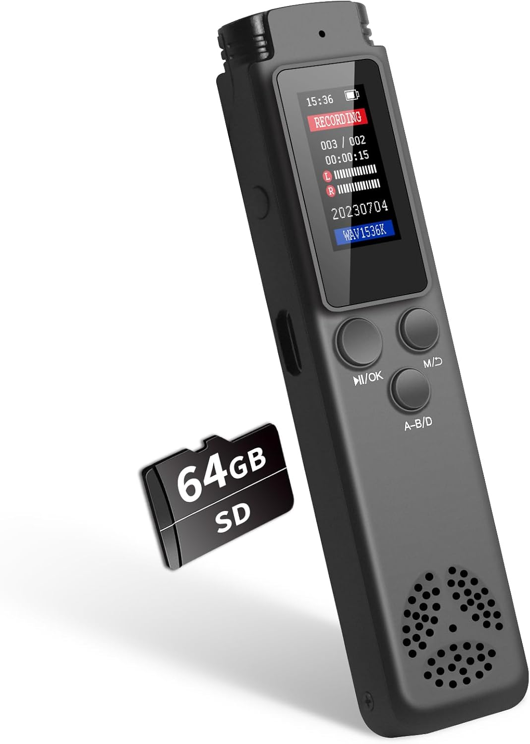 64GB Digital Voice Recorder for Lectures Meetings, Voice Activated with Playback, Password Protection, Variable Speed, USB Charge, MP3 image number 1